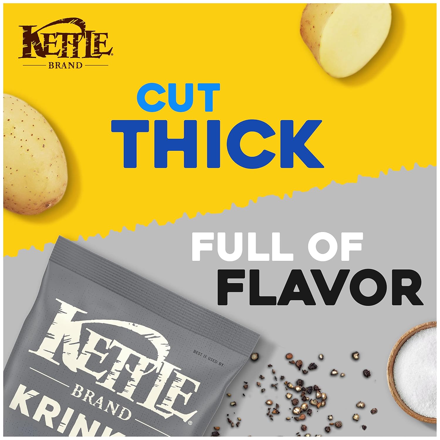 Kettle Brand Krinkle Cut Salt and Fresh Ground Pepper Potato Chips, 13 Oz