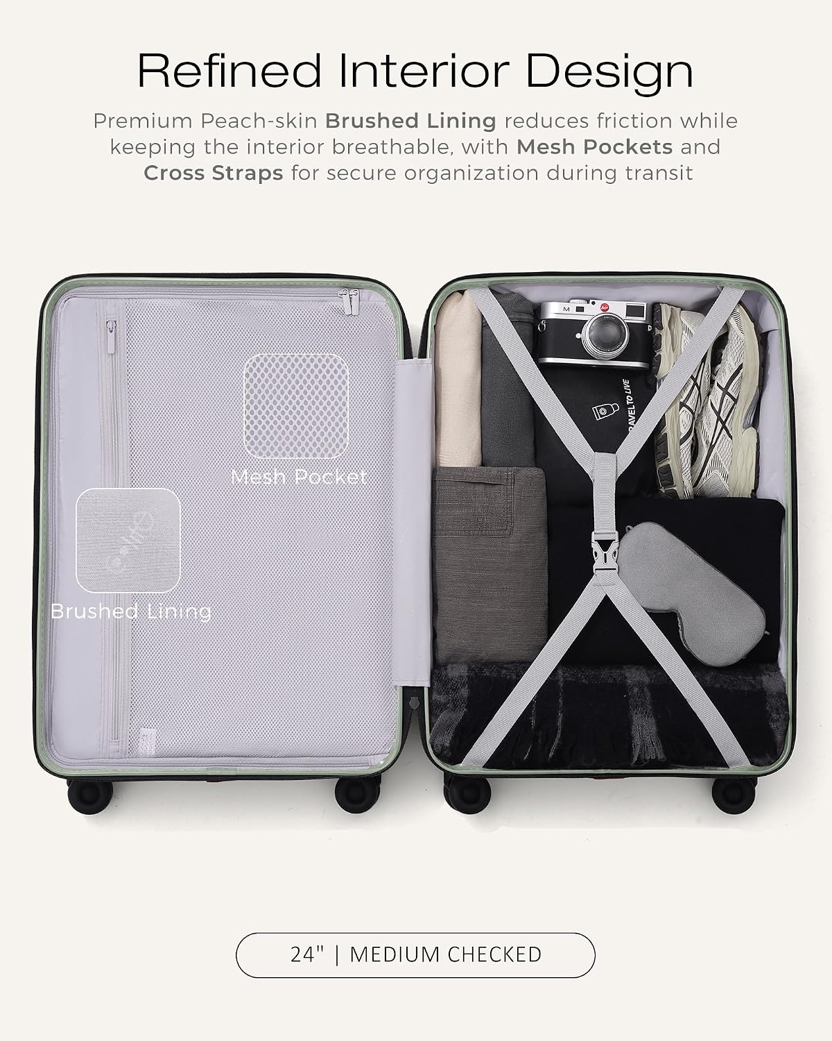 Coolife Luggage Carry-On, Lightweight PC Hardside Suitcase, 20-Inch, Black | Expandable Carry-On, Dual Spinner Wheels, TSA-Approved Lock, Upgraded PC Hardshell, Durable Travel Suitcase