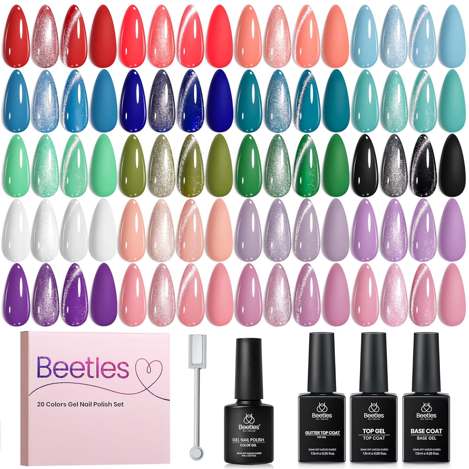 Beetles Gel Nail Polish Set with Base Glossy Matte Top Coat Macaron Gel