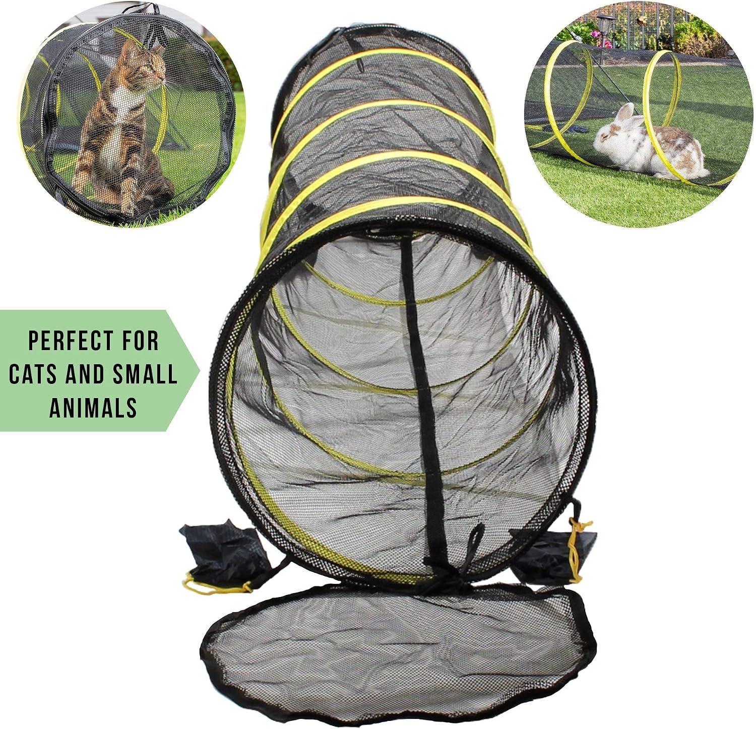 Kitty Compound Outdoor Cat Enclosure and Tunnel, Play Tents | Portable playhouse setup letting indoor felines enjoy fresh air outside while staying contained, safe and secure at all times