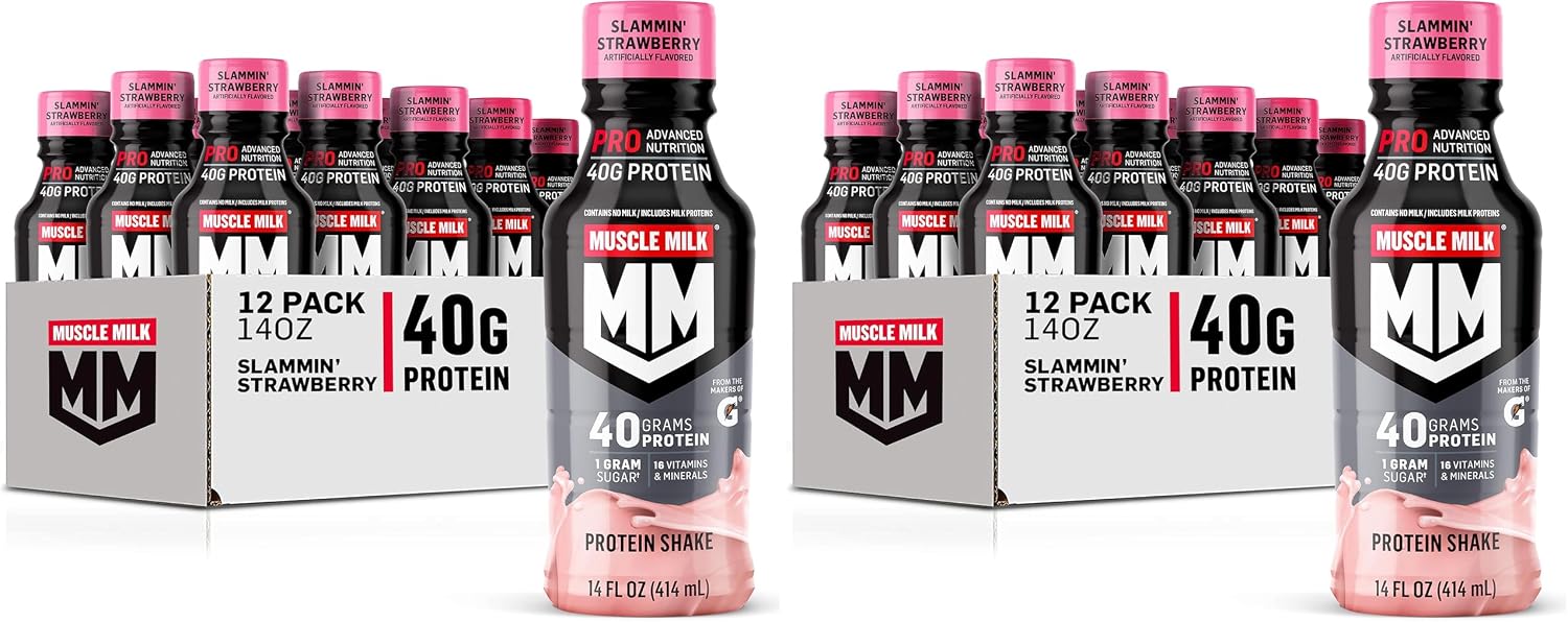 Muscle Milk Pro Advanced Nutrition Protein Shake, Knockout Chocolate, 14 Fl Oz Bottle, 12 Pack, 40g Protein, 1g Sugar, 16 Vitamins & Minerals, 6g Fiber, Workout Recovery, Packaging May Vary
