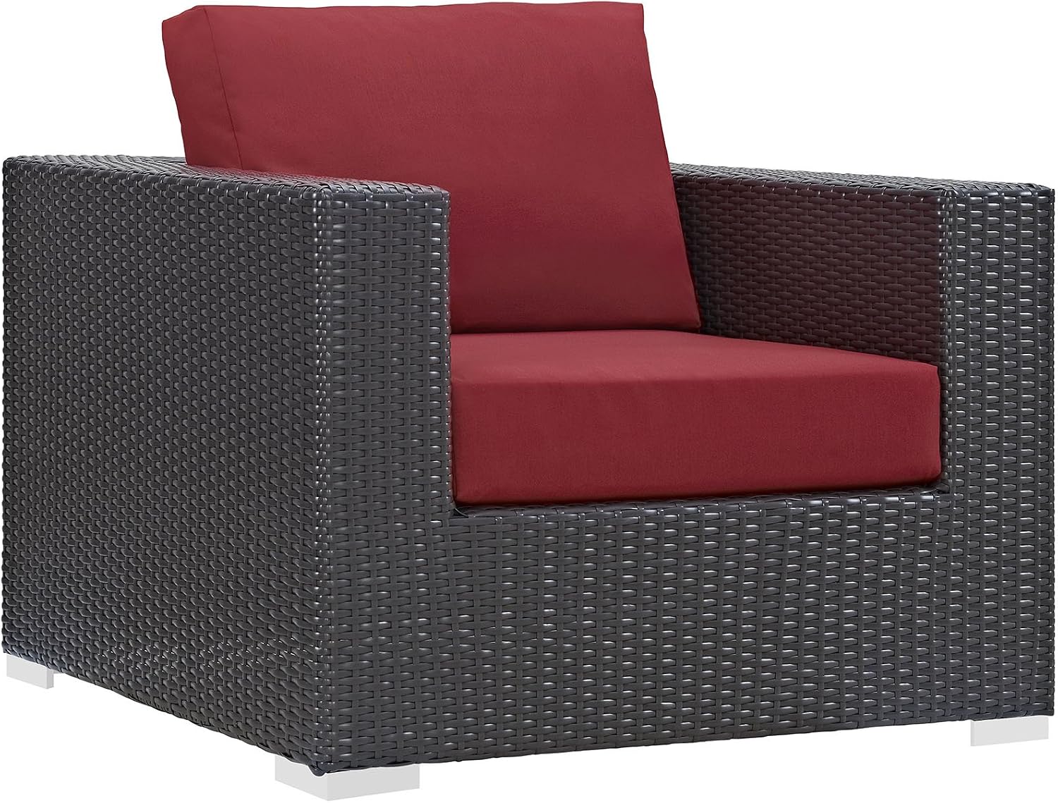 Modway Convene Wicker Rattan Outdoor Patio Loveseat in Espresso White