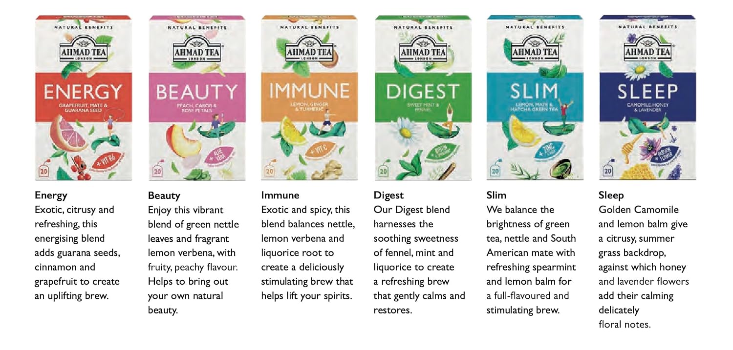 Ahmad Tea Green Tea, Evergreen Selection Pack Teabags, 60 Foil Teabags - Caffeinated & Sugar-Free