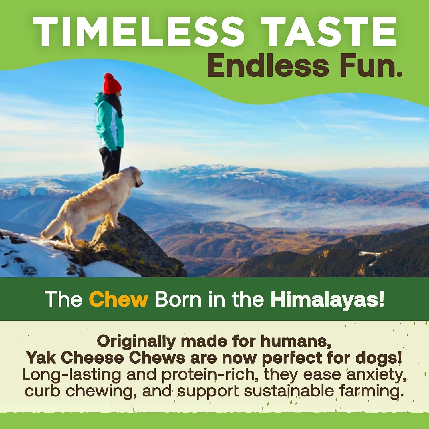 EcoKind Yak Cheese Himalayan Dog Chews, Yak Chews for Large Dogs, 4-5 Bones | 1 Lb, Long Lasting for Aggressive Chewers, Only 3 Ingredient Natural High Protein Dental Dog Treats, No Additives or Lactose