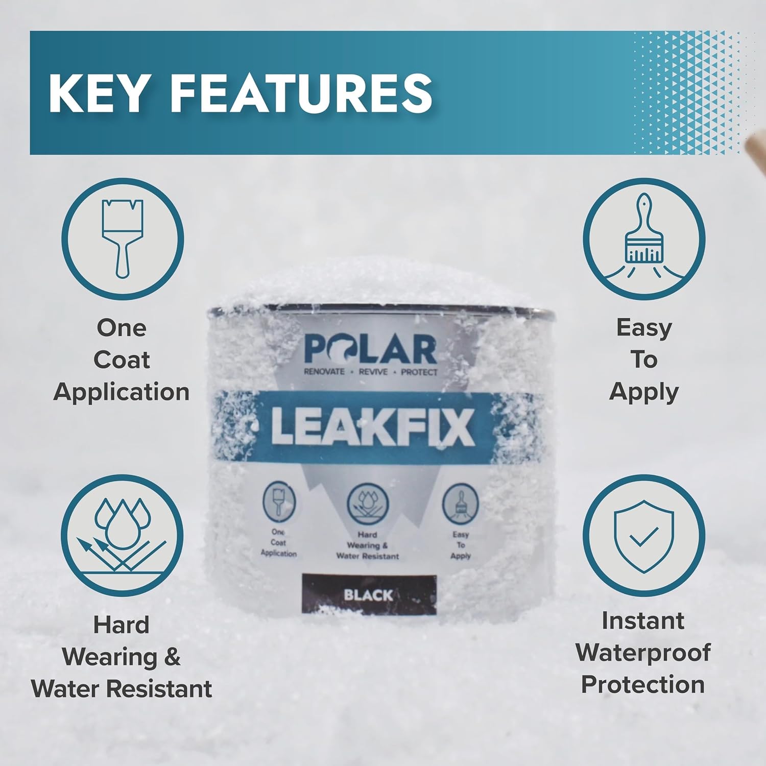 Polar Specialist Coatings Clear Leak Fix Paint - 35 oz - One Coat Waterproof Sealant with Reinforced Fibers, Instantly Seals Leaks & Cracks for Roofs