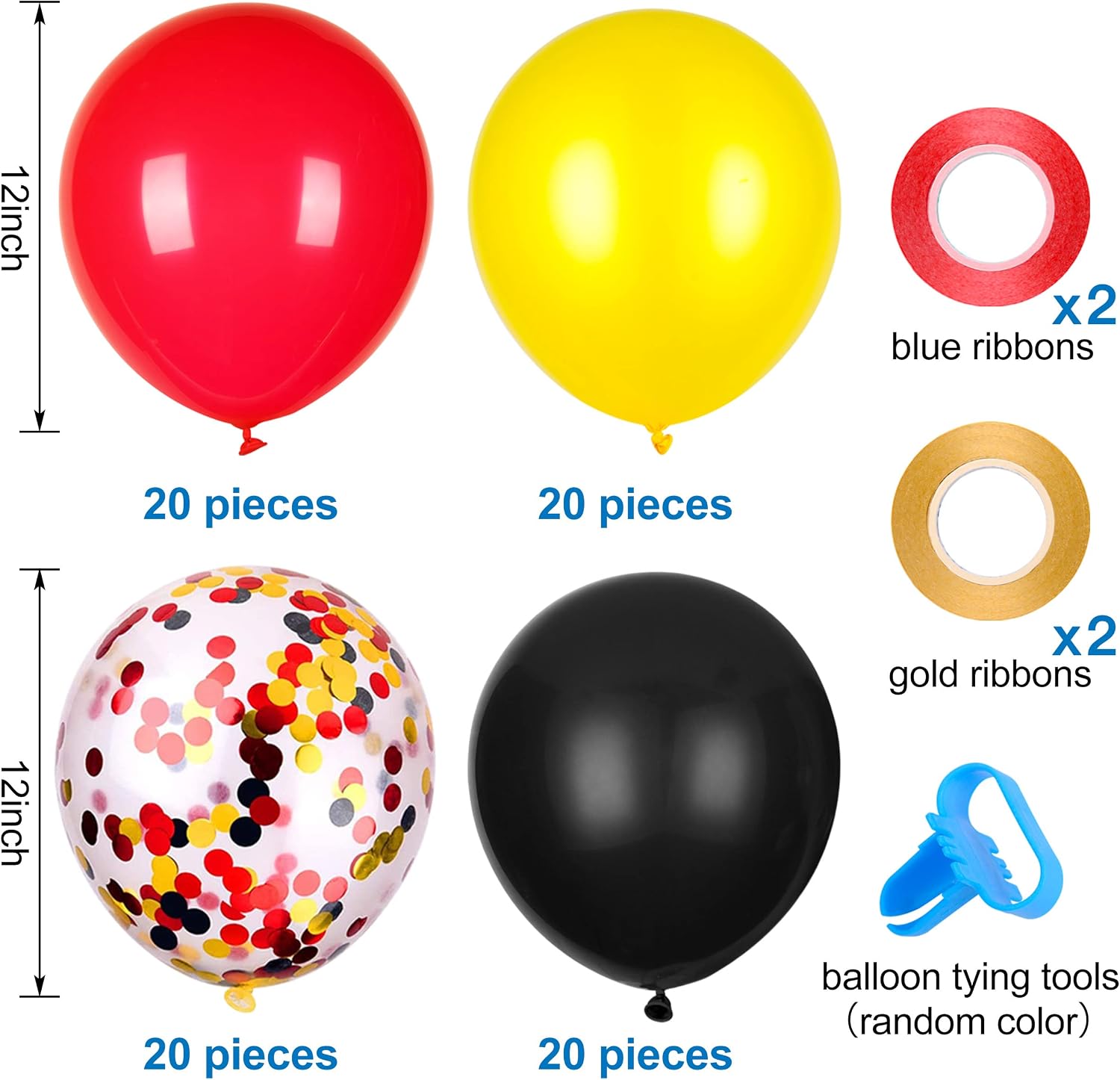 JOYYPOP 80 PCS Red White Blue Balloons 12 in with Confetti for 4th of July