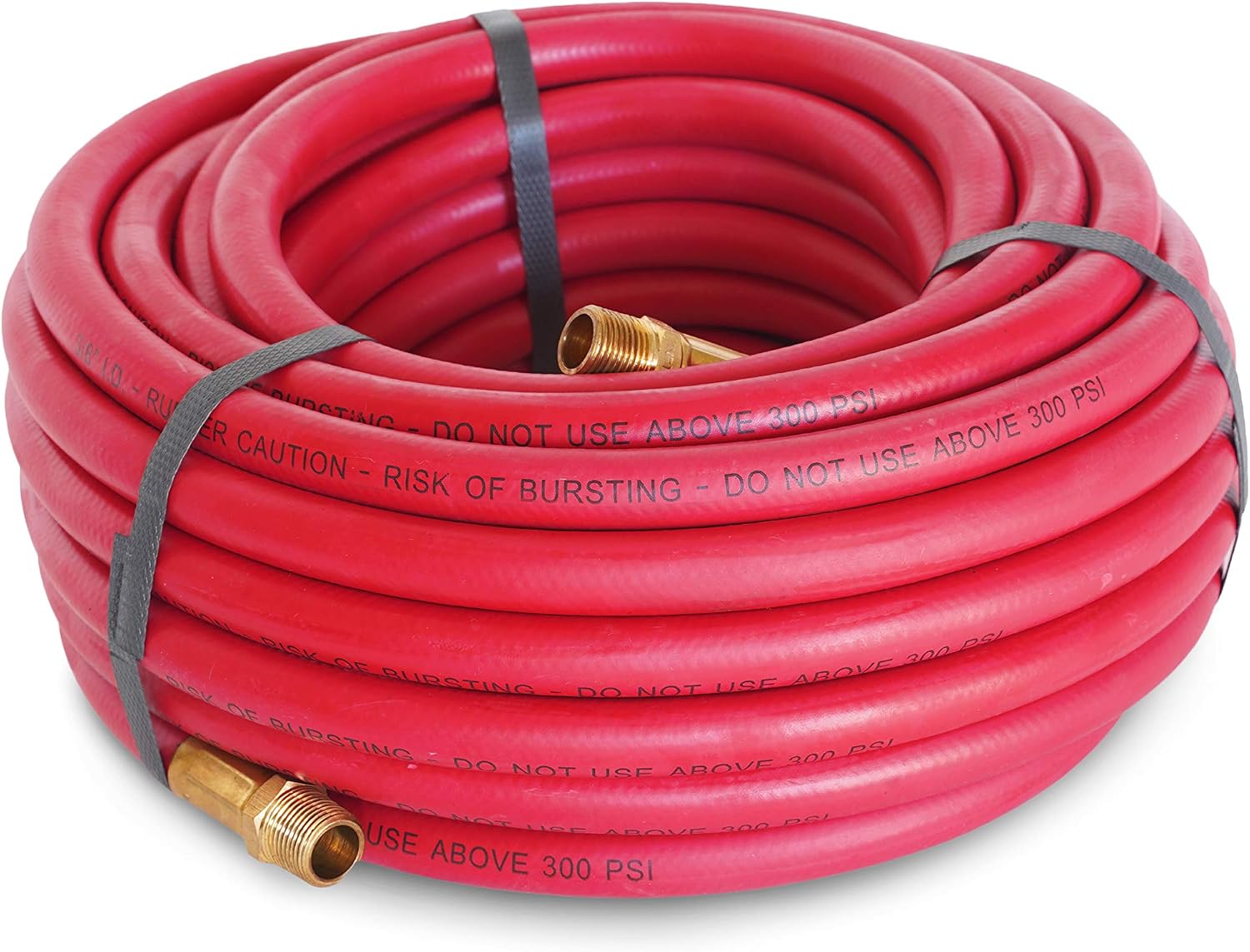 Steelman 50-Foot x 3/8-Inch ID Rubber Air Hose for Pneumatic Tools, 3/8-Inch Male NPT Brass Fittings, 300-PSI Working Pressure