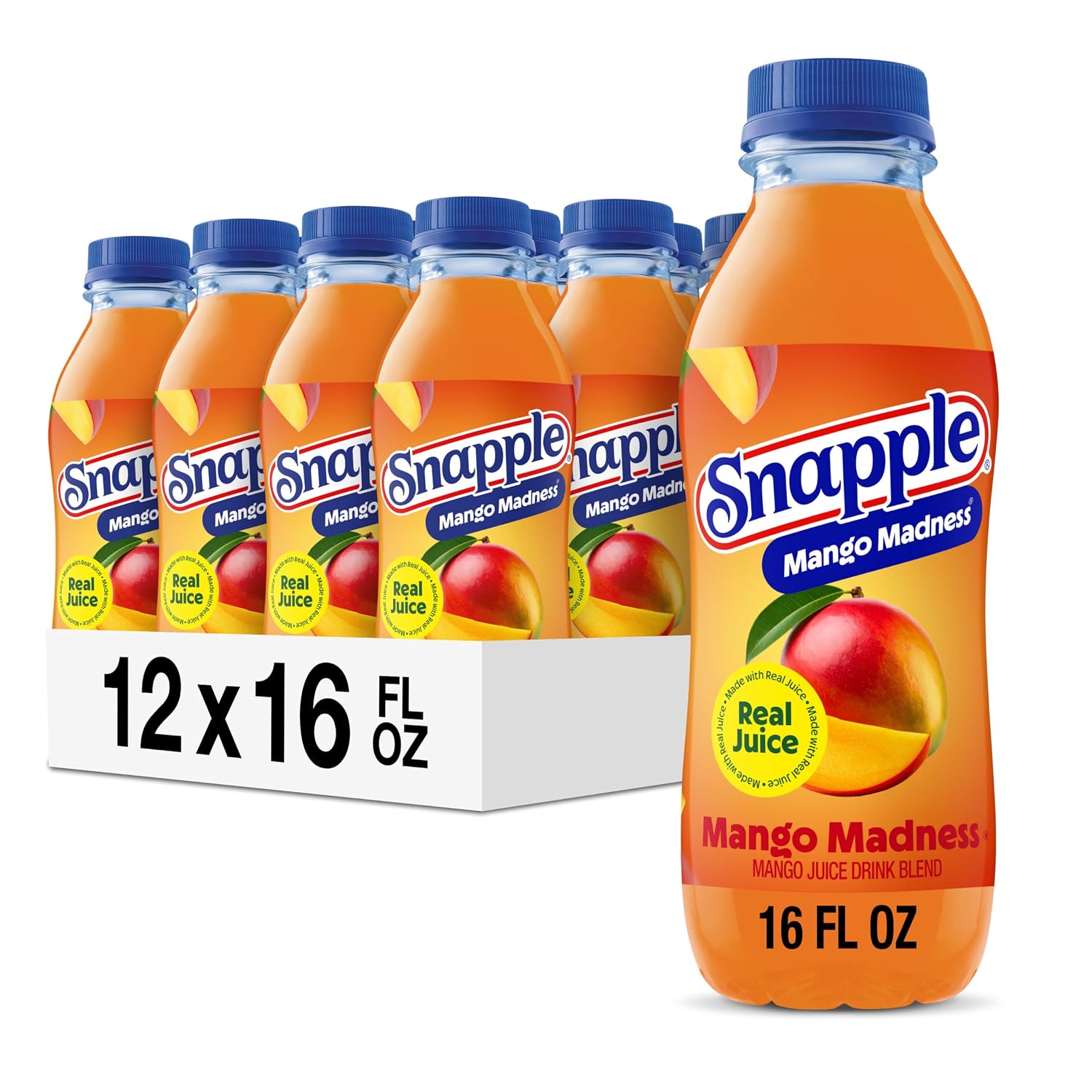 Snapple Apple Juice Drink, 16 Fl Oz Recycled Plastic Bottle, All Natural, No Artificial Flavors Or Sweeteners, Gluten-free, Contains 10% Real Juice 12 Pack