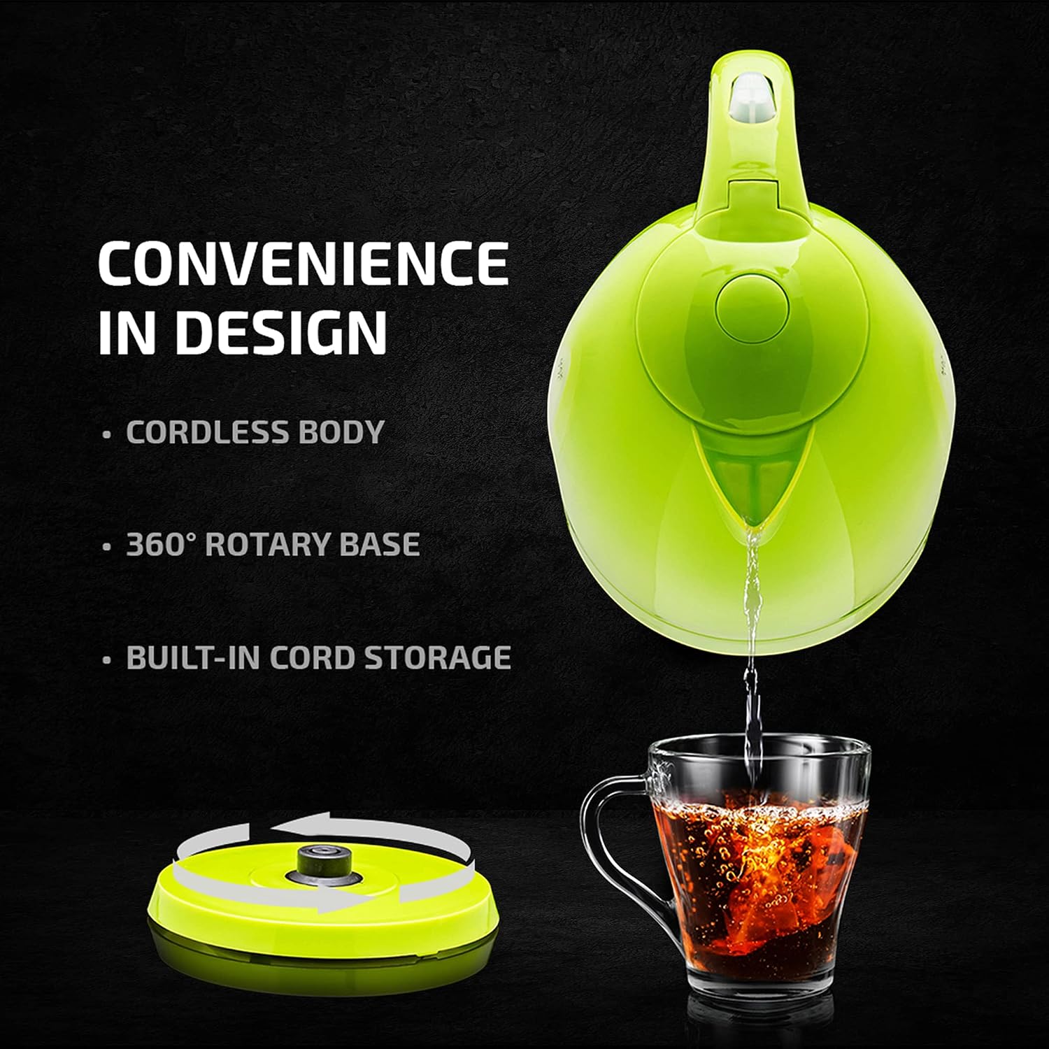 OVENTE 1.7L Electric Kettle with 1100W Fast Boiling Water, Green KP72G