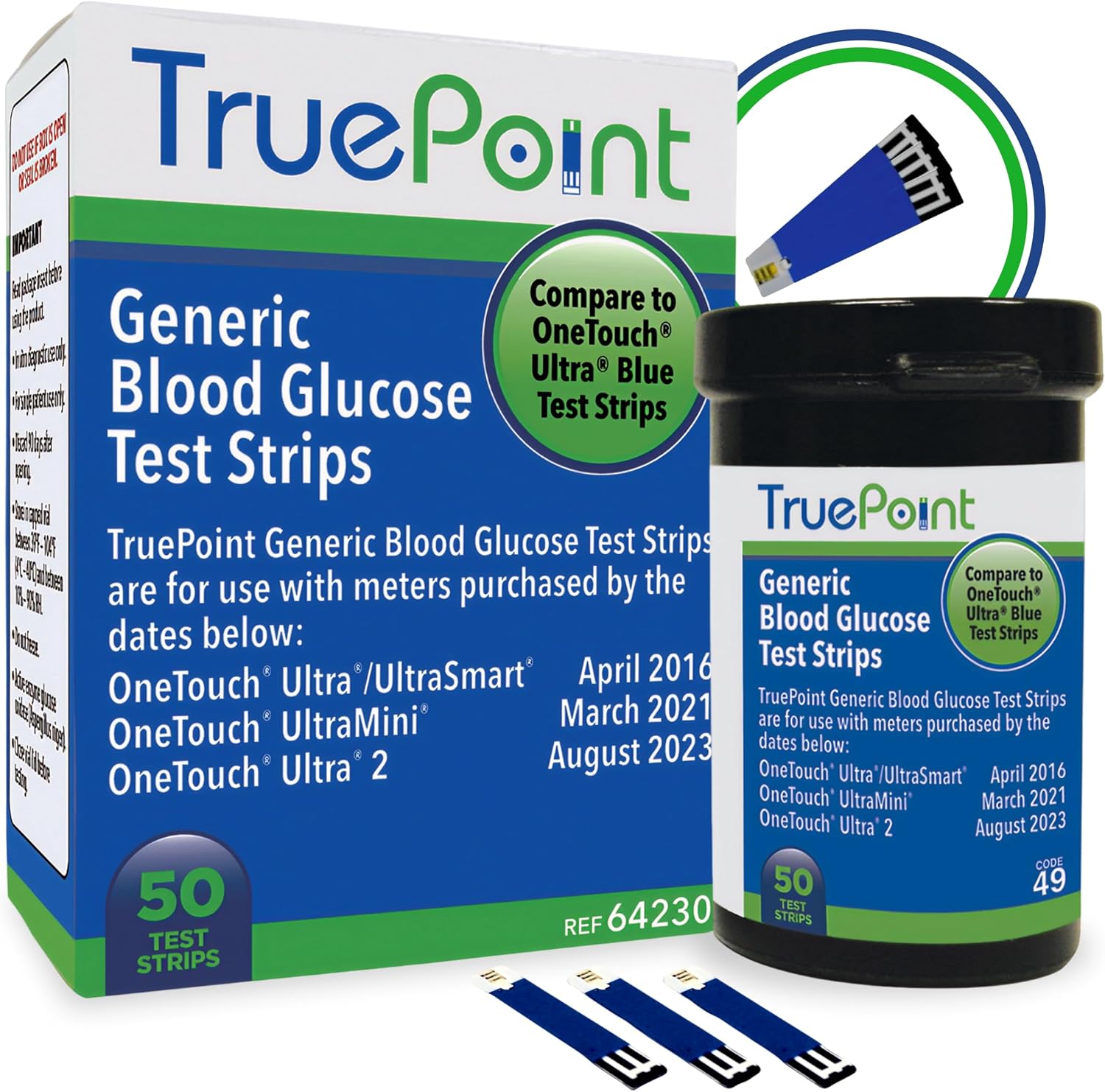 TruePoint Blood Glucose Test Strips, 50 Count, for Ultra Series Meters | For home blood glucose testing, compatible with Ultra, Ultra2