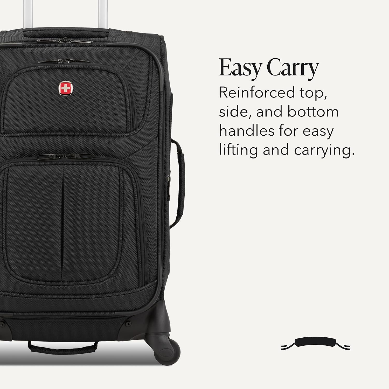 SWISSGEAR Sion Carry-On Spinner Luggage, Softside Expandable, Lightweight Suitcase, Dark Grey, 22.75-Inch