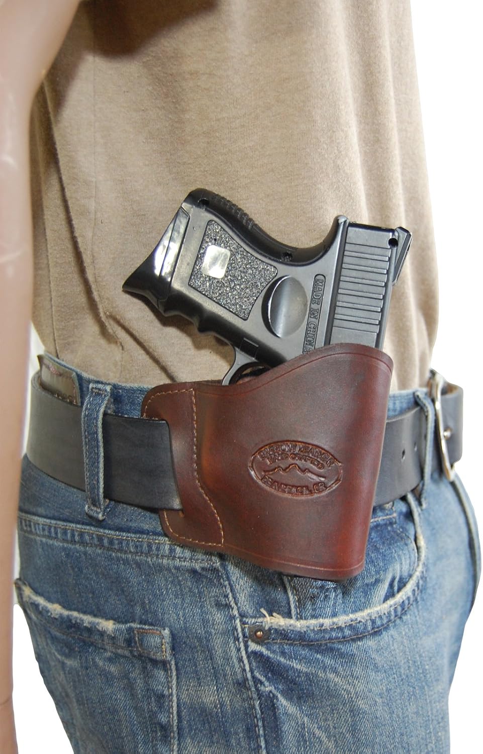 Barsony New Burgundy Leather Yaqui Style Gun OWB Holster for Compact Sub-Compact 9mm 40 45