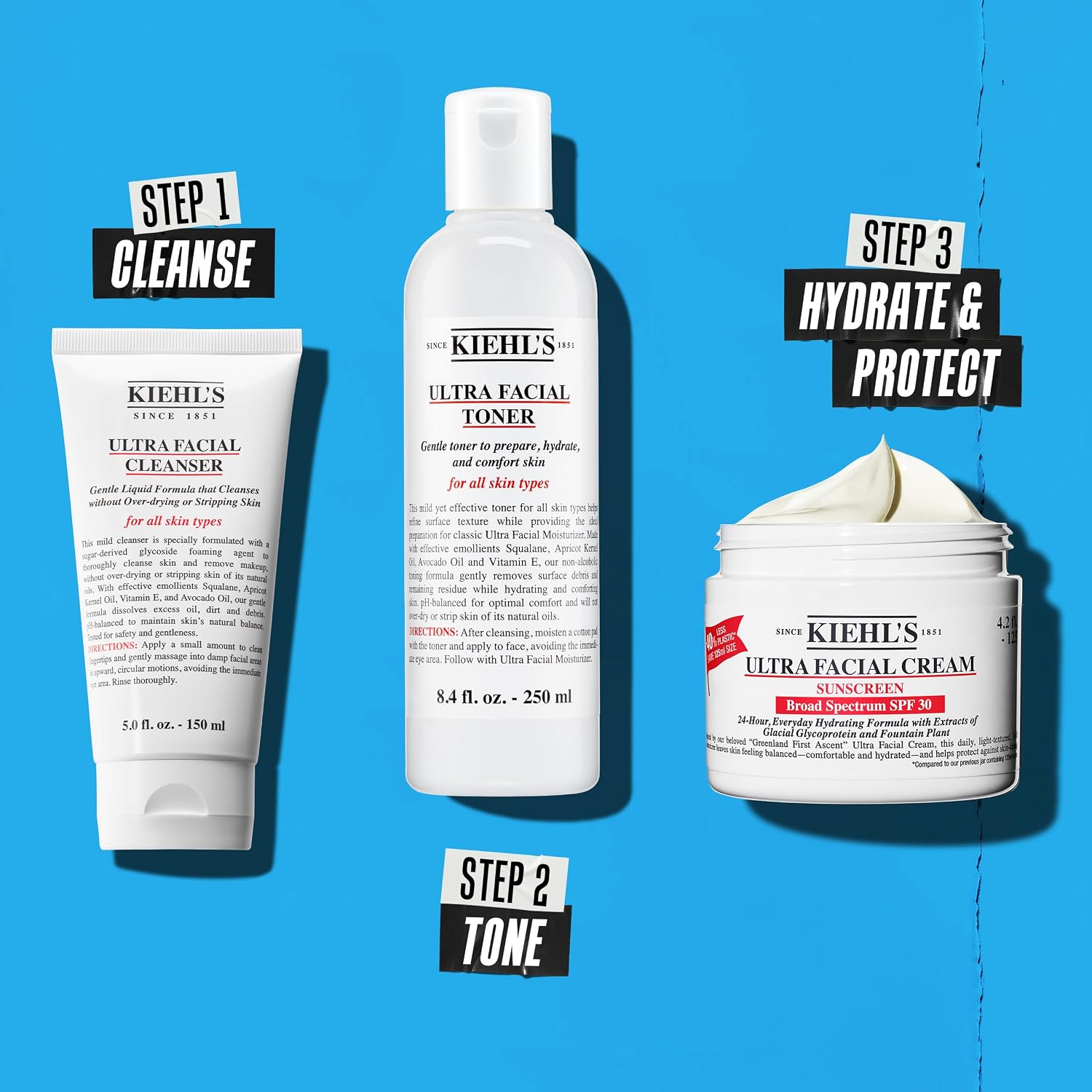 Kiehl's - Ultra Facial Cream Daily Moisturizer with SPF 30 | Face Cream for 24-Hour Hydration & UV Sunscreen Protection - With Glacial Glycoprotein - Suitable for All Skin Types