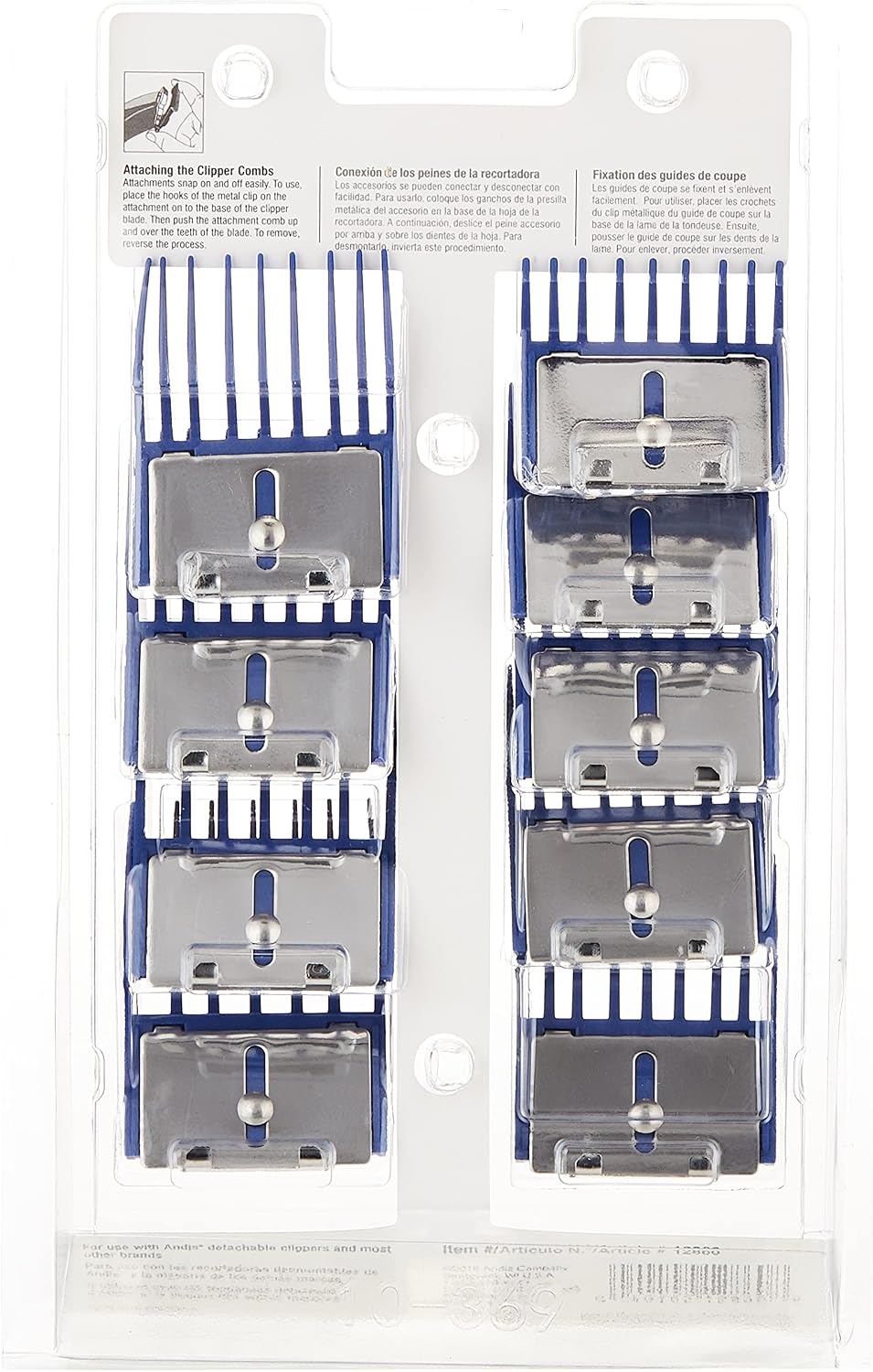 Andis Clipper Combs for Small Pets, Blue, (Pack of 9) (12860)