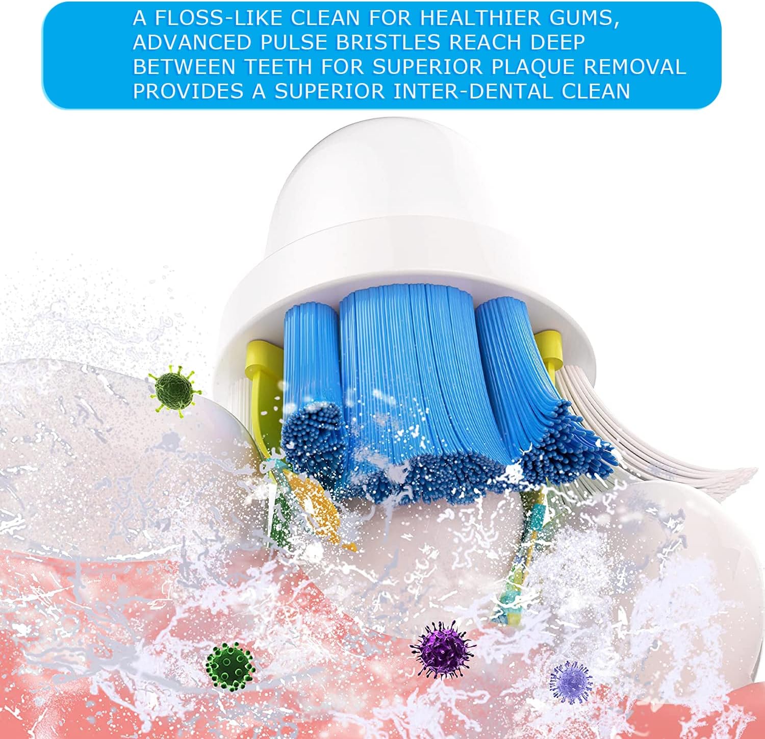 Schallcare Replacement Brush Heads Compatible with Oral B Braun Electric Toothbrush - Floss Toothbrush Head Fits for Oral B Pro 1000 Genius Smart