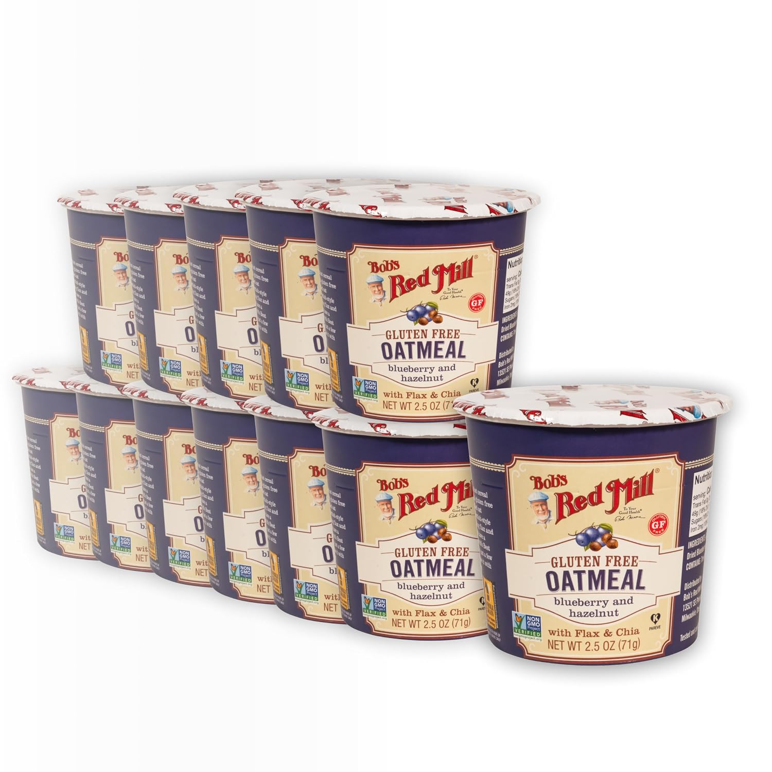 Bob's Red Mill GF Oatmeal Cup, Maple & Brown Sugar, 2.15 Ounce Cup (Pack of 12) - Non GMO, Whole Grain, Kosher