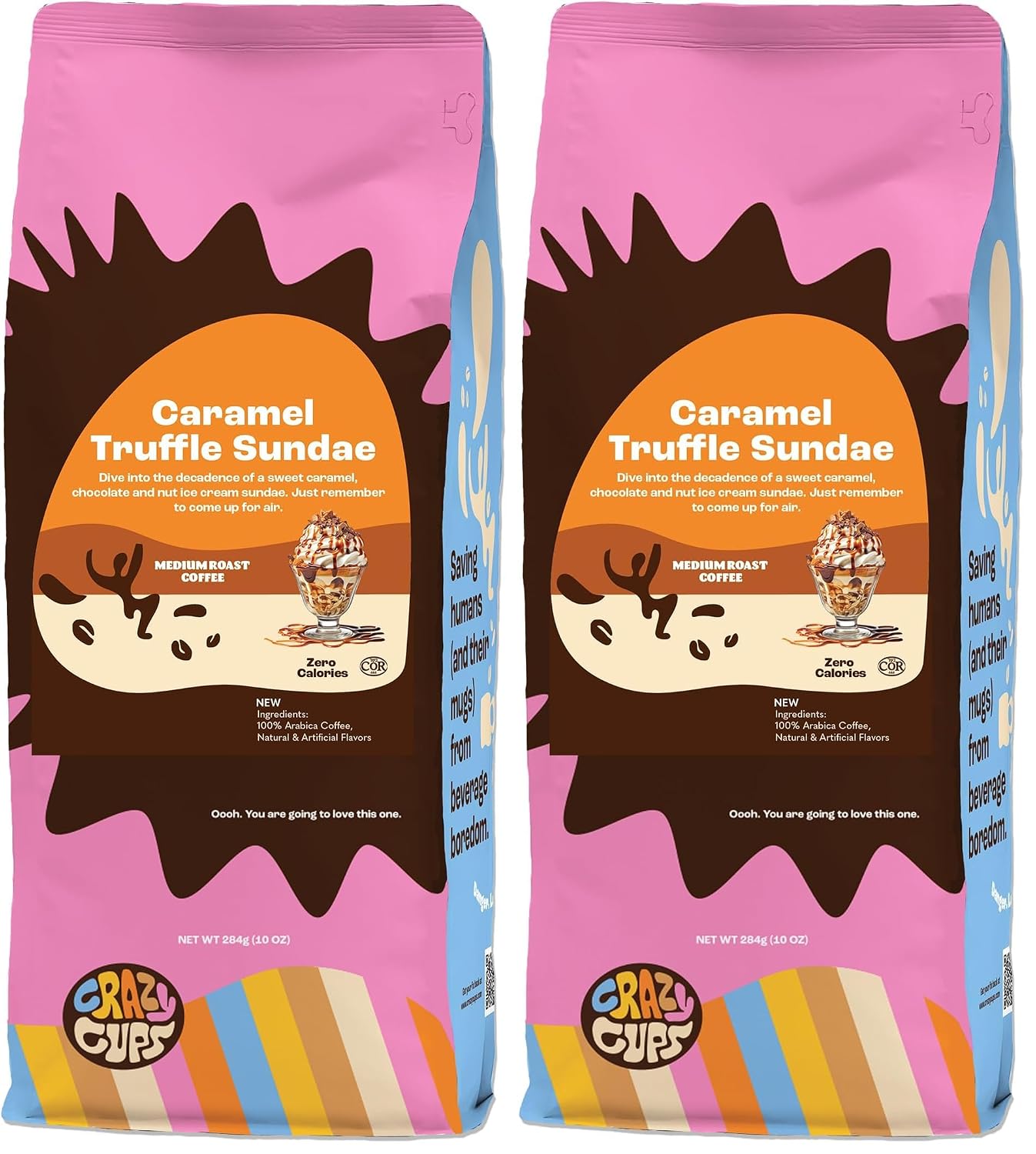 Crazy Cups Flavored Ground Coffee, Cinnamon French Toast, in 10 oz Bag, For Brewing Flavored Hot or Iced Coffee