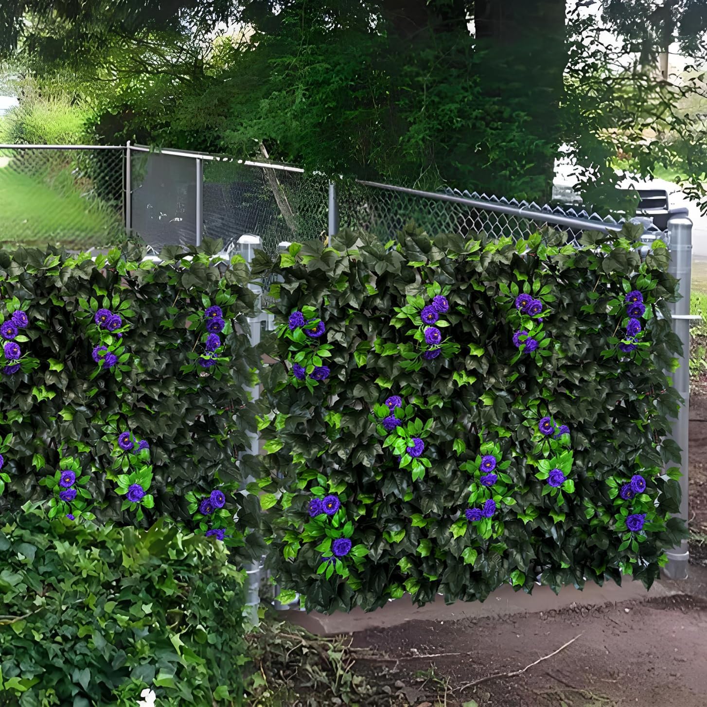 Expandable Fence Privacy Screen for Balcony Patio Outdoor,Decorative Faux Ivy Fencing Panel,Artificial Hedges (Single Sided Leaves)……