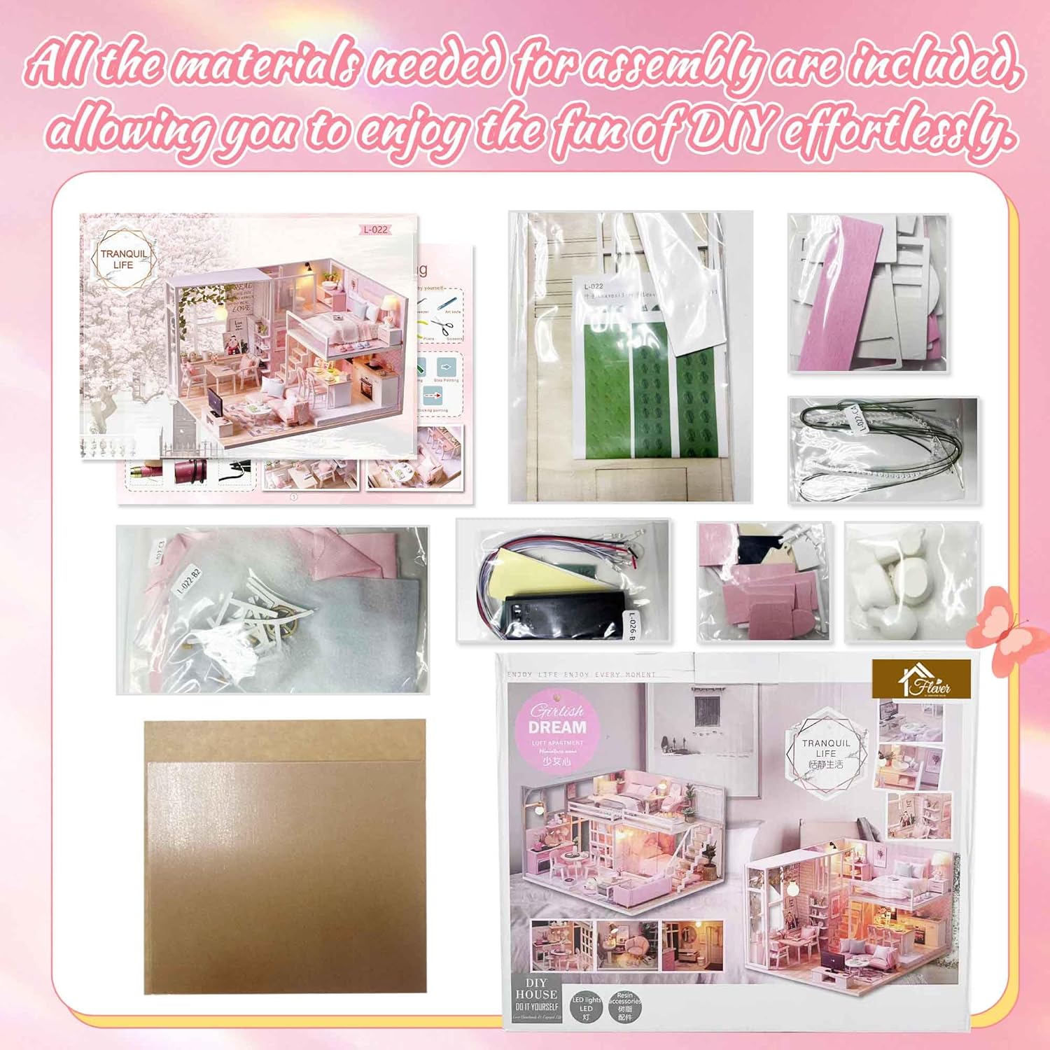 Flever Dollhouse Miniature DIY House Kit Creative Room with Loft Apartment Scene for Romantic Artwork Gift (Tranquil Life)