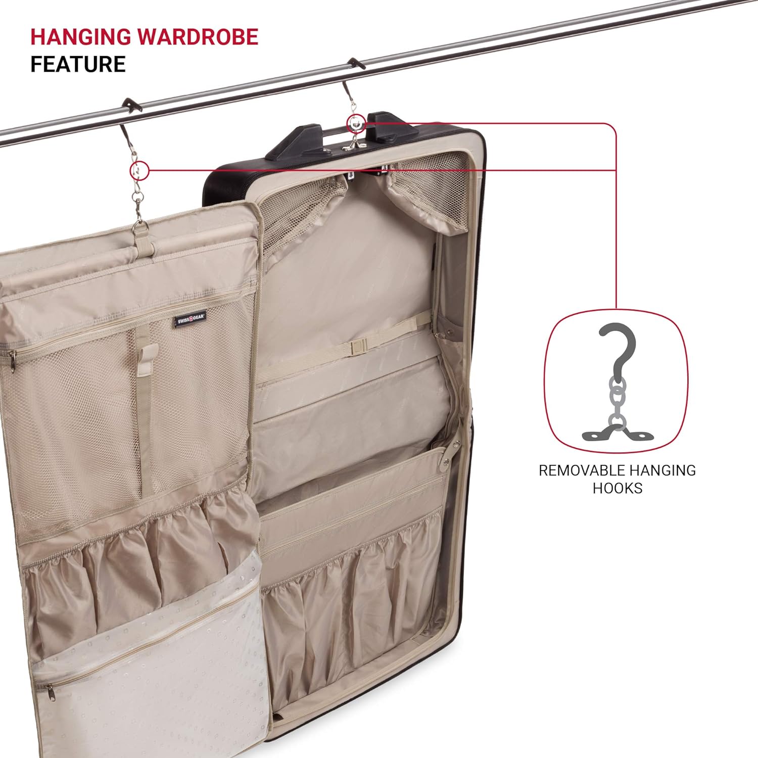 SwissGear 7895 Premium Rolling Garment Bag, Bonus Hanging Feature, Men's and Women's, 24-Inch Luggage - Black