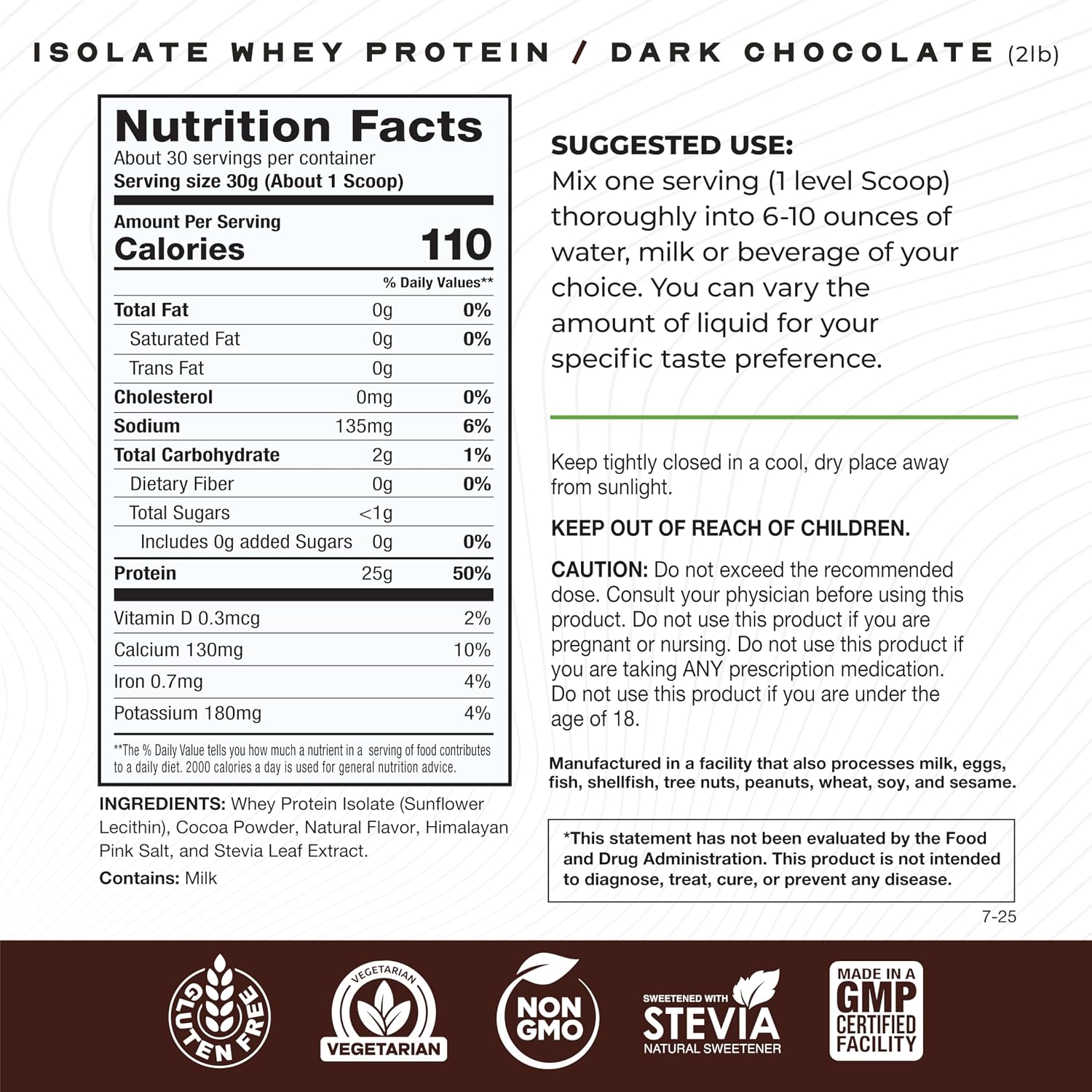 Muscle Feast Grass-Fed Whey Protein Isolate Powder, Chocolate (2lb) | All Natural Hormone Free Pasture Raised, Whey Isolate Protein for Men & Women, Clean, Non-GMO, Delicious Isolate Protein