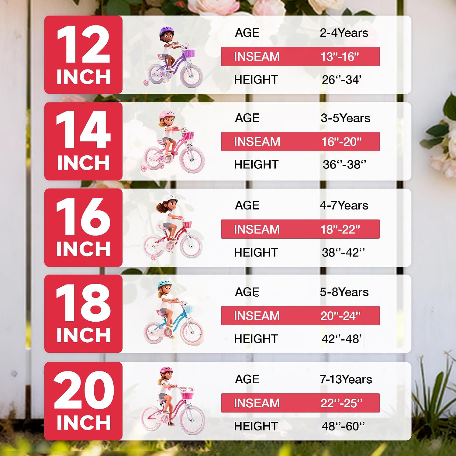 RoyalBaby Girls Bike Classic & EZ Kids Bike, Balance and Pedal Bicycle, 12 14 16 18 20 Inch Toddlers to Big Kids 3-10 Years