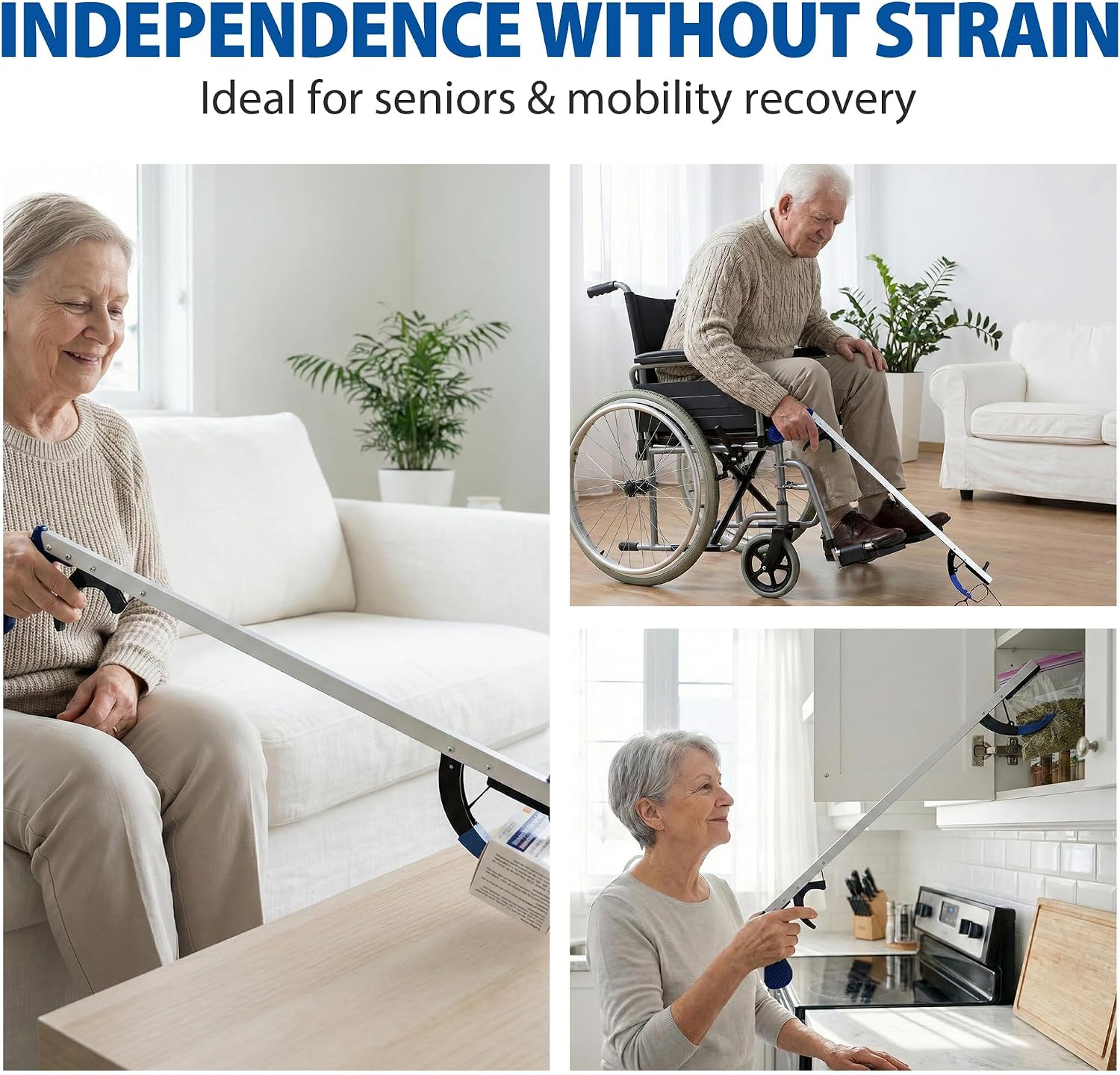 Blue Jay 26" Reacher Grabber Tool for Seniors - Lightweight Trash Picker Upper & Pick Up Stick with Magnetic Tip - Long Reach Mobility Aid for Wheelchair & Surgery Recovery