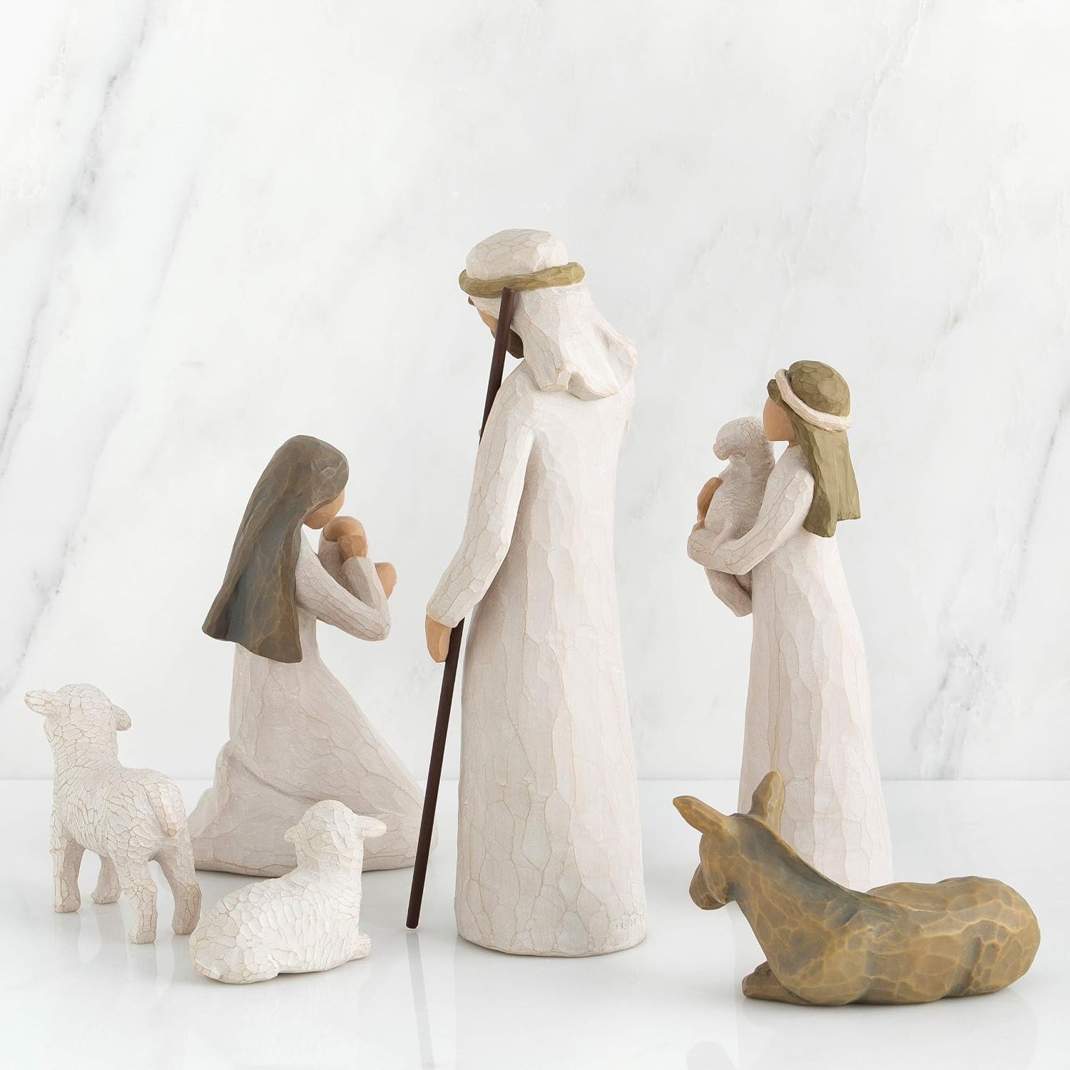 Willow Tree Shepherd and Stable Animals, Sculpted Hand-Painted Nativity Figures, 4-Piece Set | Designed by Artist Susan Lordi, Build the Nativity Scene, a Timeless Holiday Tradition to Display on Mantel or Tabletop