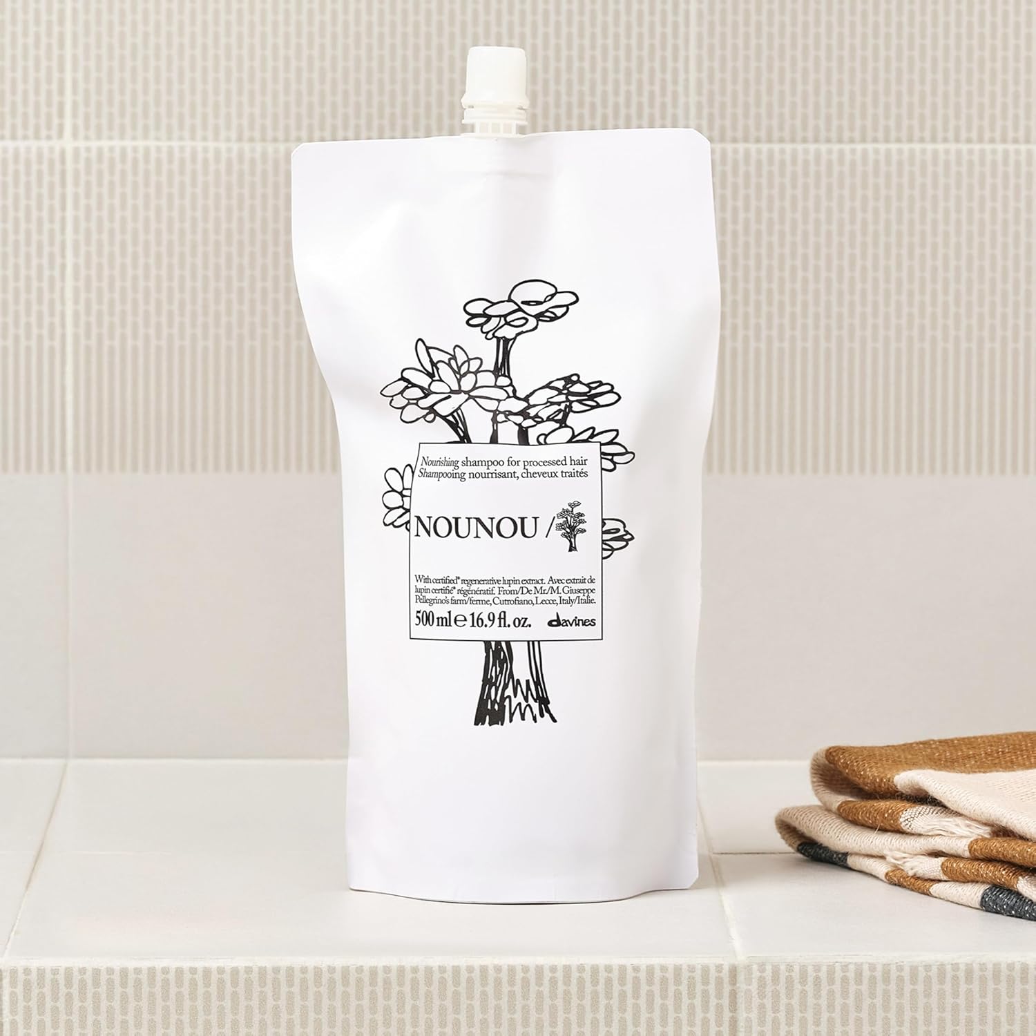 Davines NOUNOU/Shampoo, Nourishing Cleanser for Damaged, Processed or Brittle Hair - Restores Natural Softness, Shine & Body with Lupin- Hydrates Chemically Treated Hair