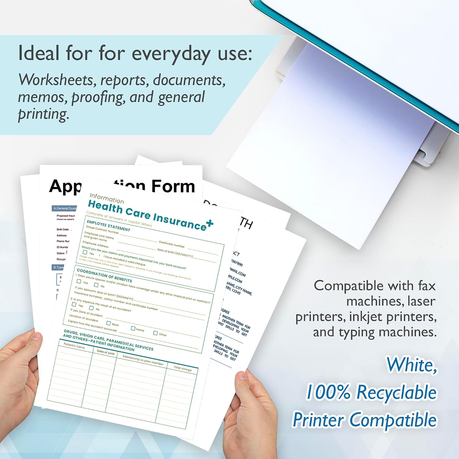 BAZIC Products White Multipurpose Paper, 8.5 x 11 in, 50 Sheets | 20 lb (75 gsm), 100% recycled, laser and inkjet compatible