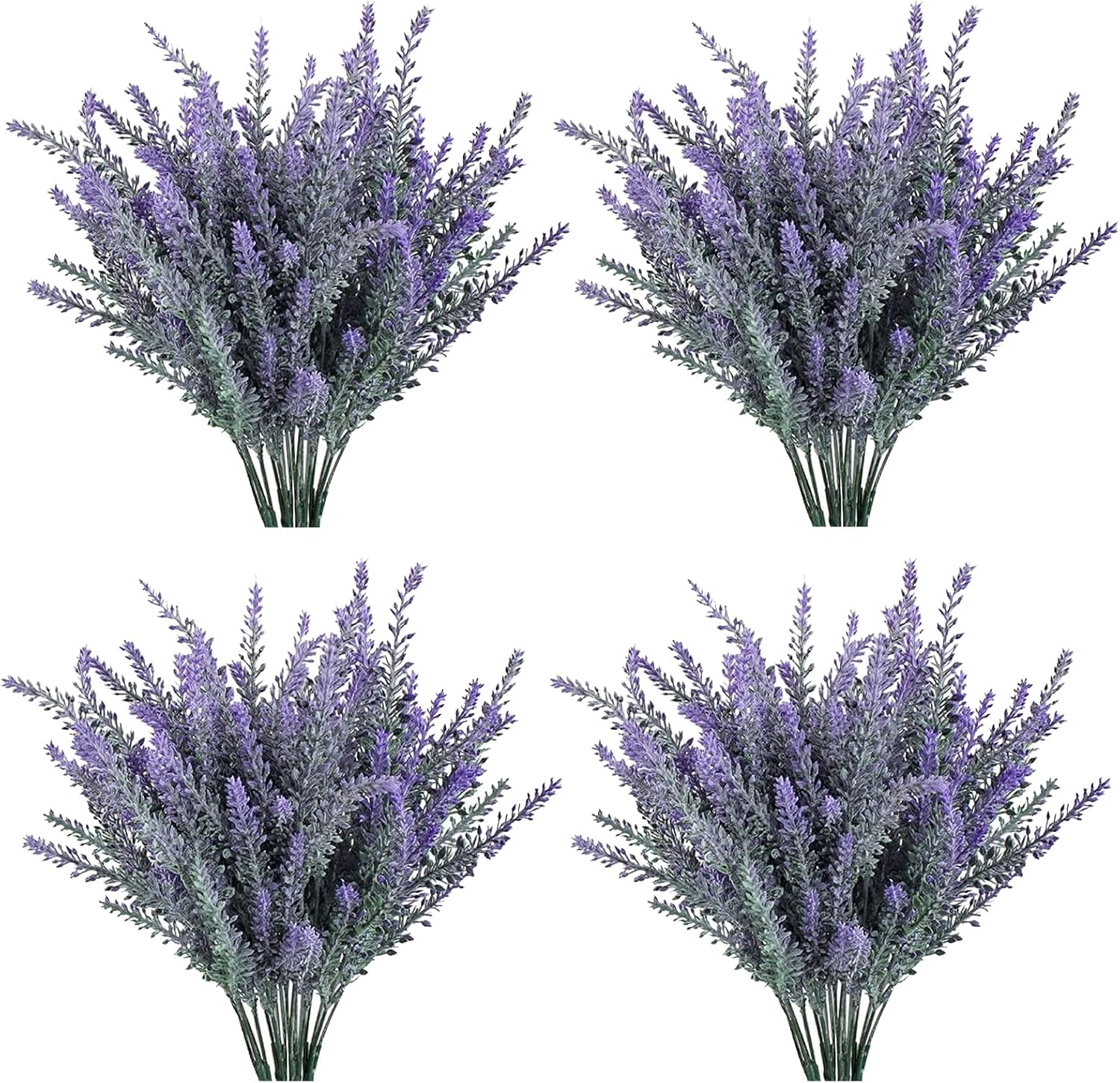 GTIDEA 4pcs Artificial Lavender Flowers Faux Purple Flocked Plastic Flowers | Artificial Flowers for Home Wedding Kitchen Garden Patio Window Box Office Table Centerpieces Indoor Outdoor Décor