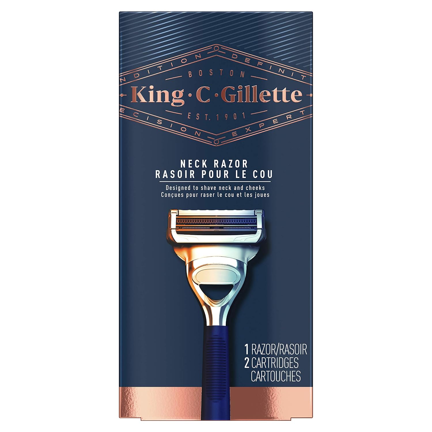 King C. Gillette Neck Razor, Handle plus 2 Blade Refills