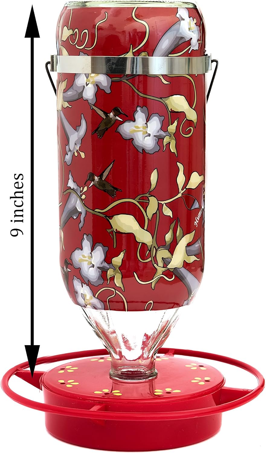 Hummer's Galore Hummingbird Feeders for Outdoors Hanging, Glass, 32 OZ, Vine Design
