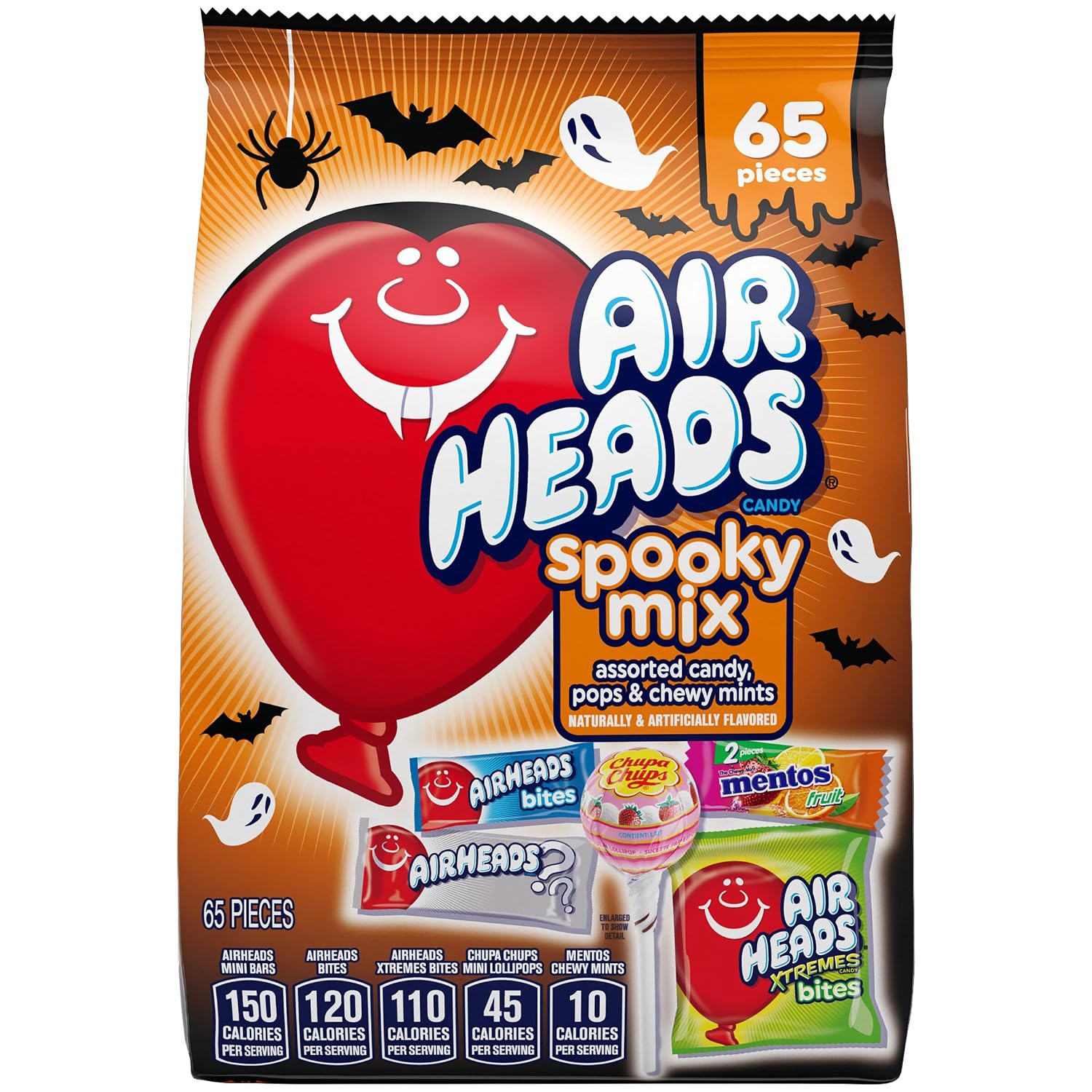 Airheads Full-Size Candy Bars, Assorted Taffy Variety Pack, 60 Count Box | Individually Wrapped Bulk Candy, Six Assorted Fruit Flavors, Artificially Flavored