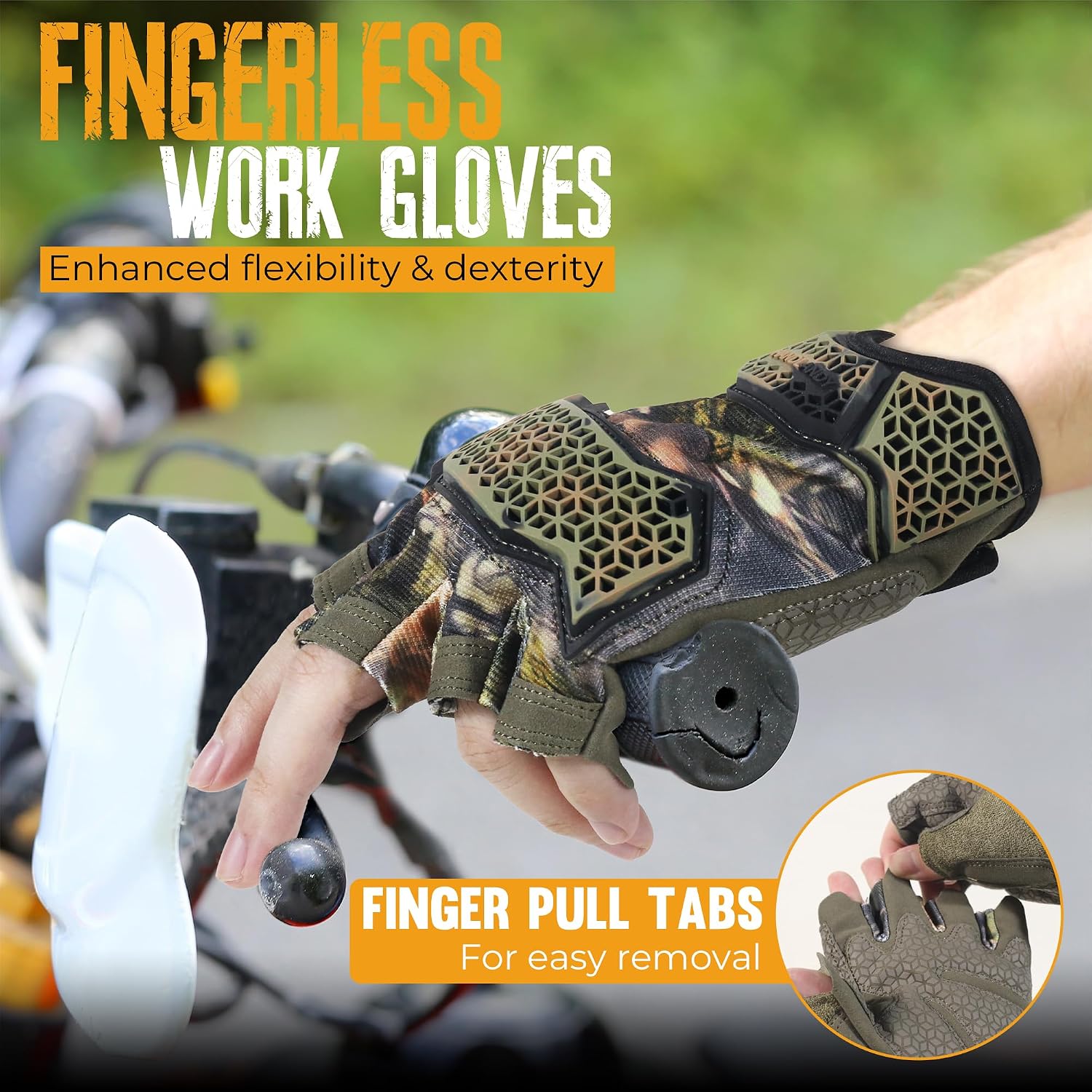 HANDLANDY Framer Work Gloves Open-Finger Carpenters Gloves, Fingerless Gaming Gloves for Tactical Shooting, Airsoft, Hunting, Police Work and Hiking L