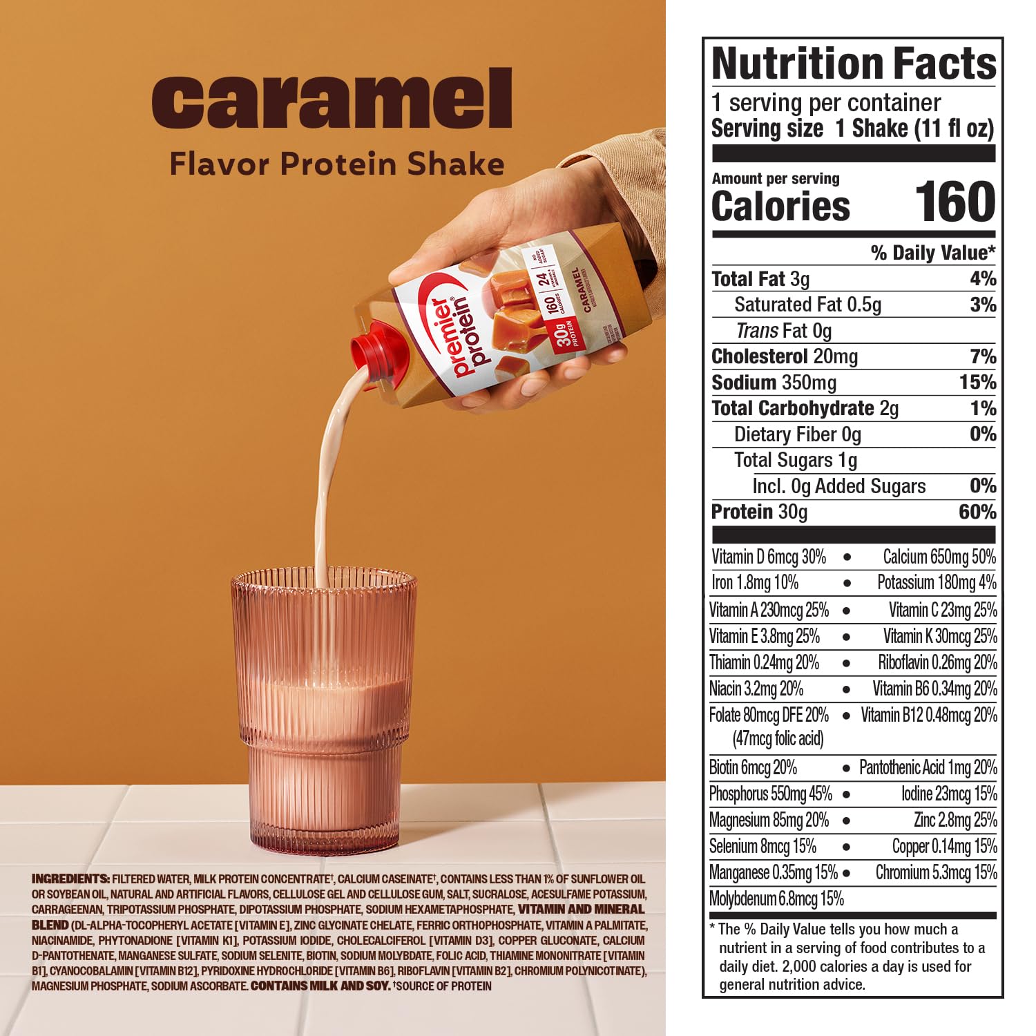 Premier Protein 30g High Protein Shake, Vanilla, 12 Pack | 160 Calories, 24 Vitamins & Minerals, No Added Sugar, Supports Muscle Health, Gluten-Free, 11 oz