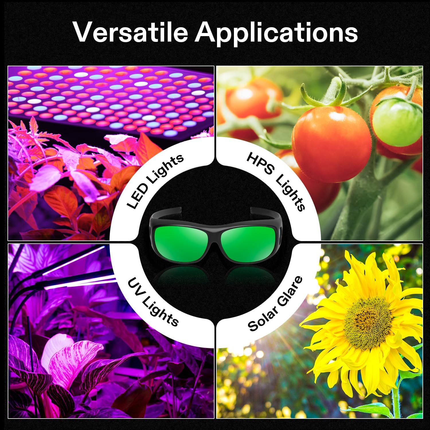 VIVOSUN Indoor Hydroponics LED Grow Room Glasses with Glasses Case