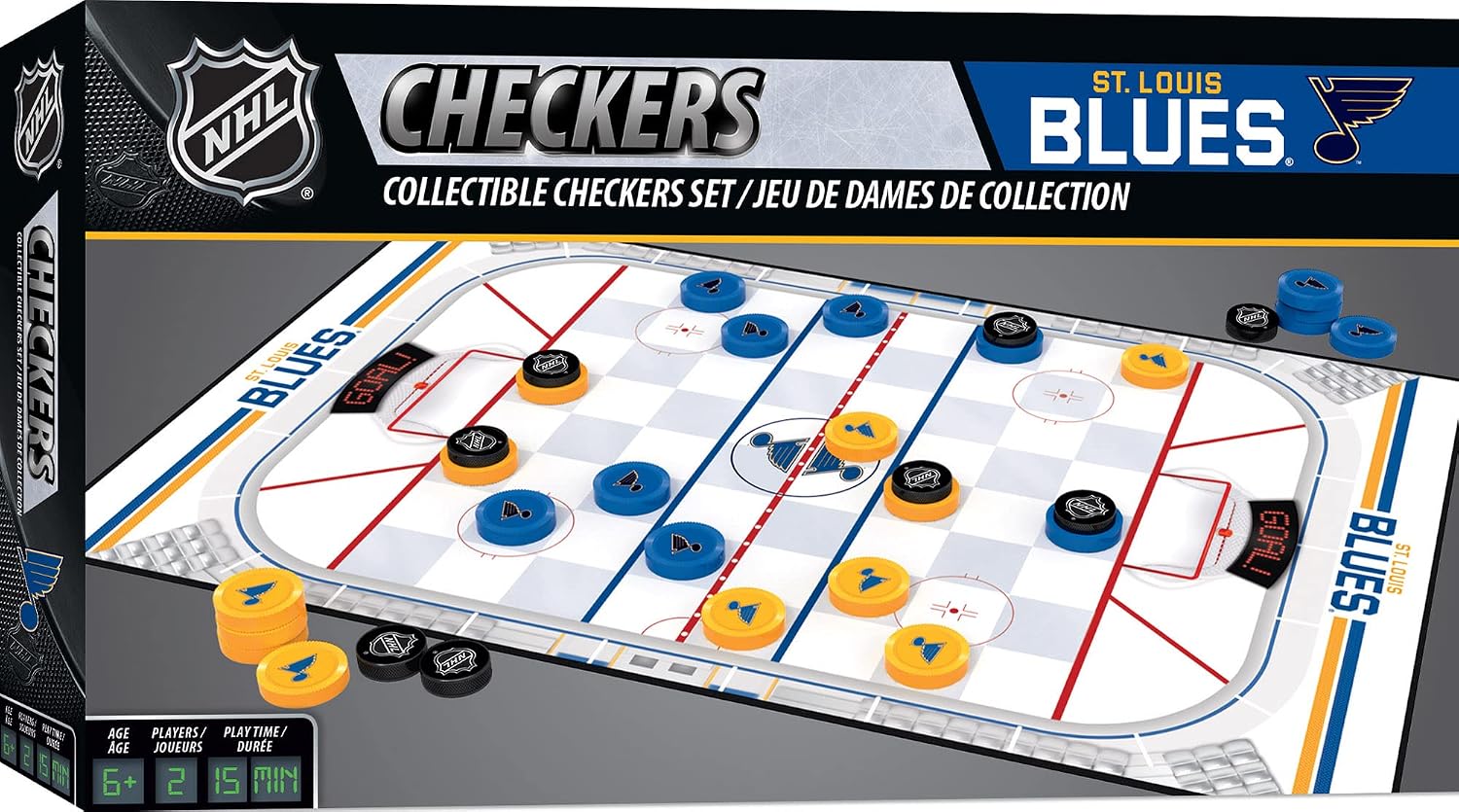 MasterPieces Officially licensed NHL League-NHL Checkers Board Game for Families and Kids ages 6 and Up
