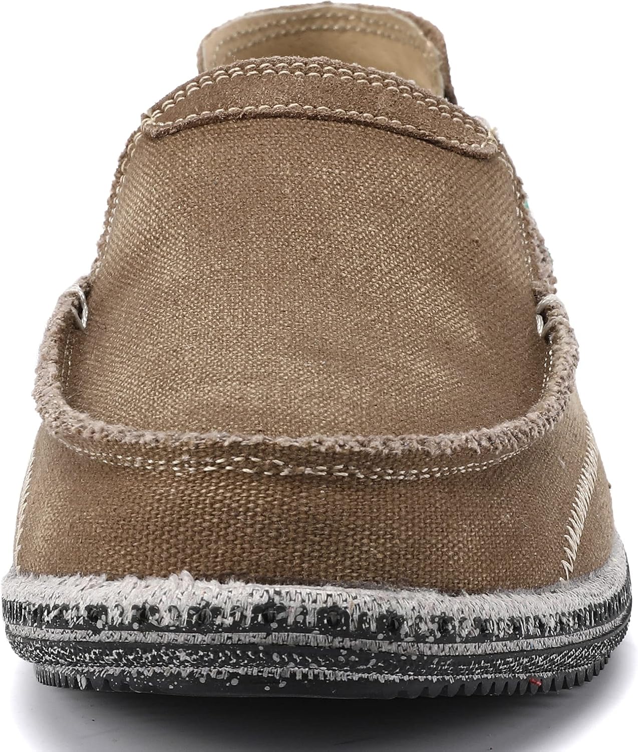VILOCY Mens Slip on Deck Shoes Casual Canvas Loafers Beach Boat Shoes Zero Drop Vintage Flat