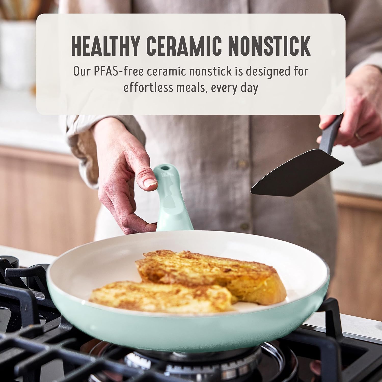 GreenLife 2 Piece (7” & 10”) Ceramic Nonstick Frying Pan Set, Turquoise | PFAS-Free Nonstick Coating, Family Skillet Set, Egg Pan, Omelet Pan, Stay-Cool Handles, Dishwasher & Oven Safe up to 350F