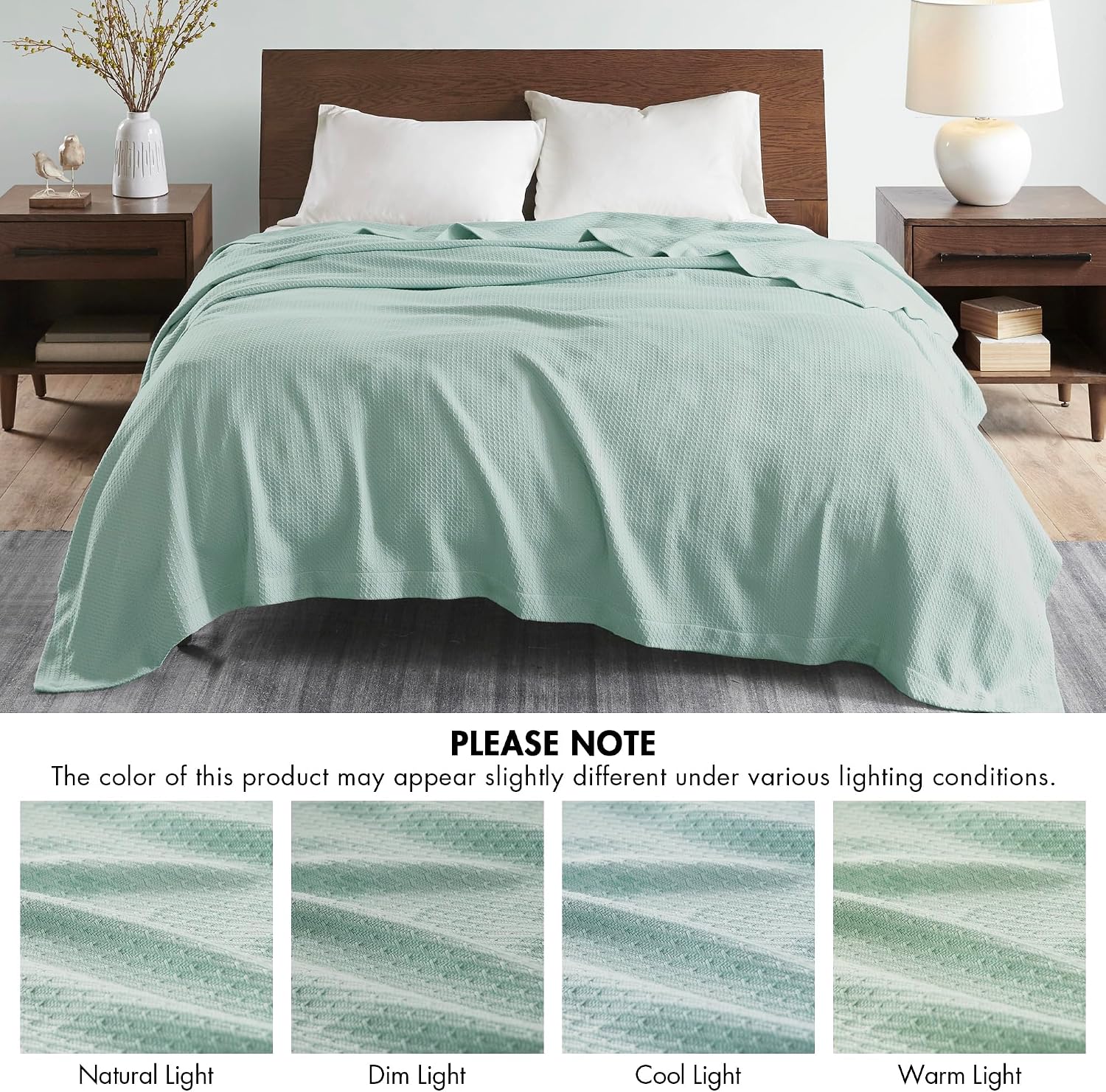 Madison Park 100% Egyptian Cotton Summer Blanket Full Queen Size Teal