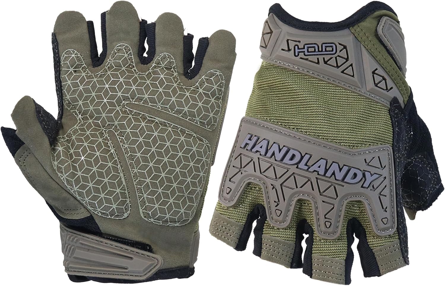 HANDLANDY Framer Work Gloves Open-Finger Carpenters Gloves, Fingerless Gaming Gloves for Tactical Shooting, Airsoft, Hunting, Police Work and Hiking L