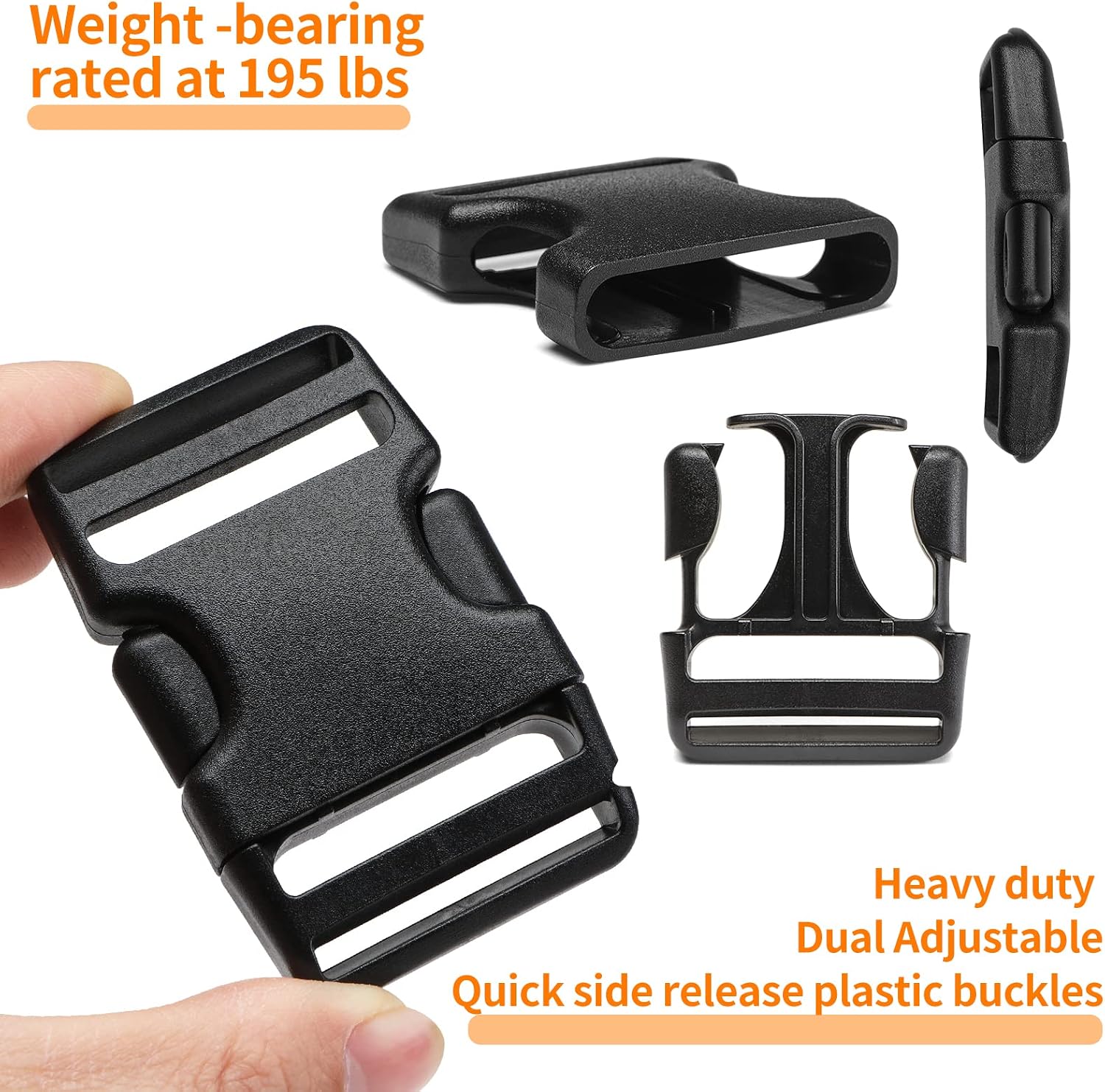 BEYOURD Buckles and Straps Set 1": 6 Yards of Thick Nylon Webbing, 6-Pack Heavy Duty Adjustable Quick Side Release Plastic Buckles