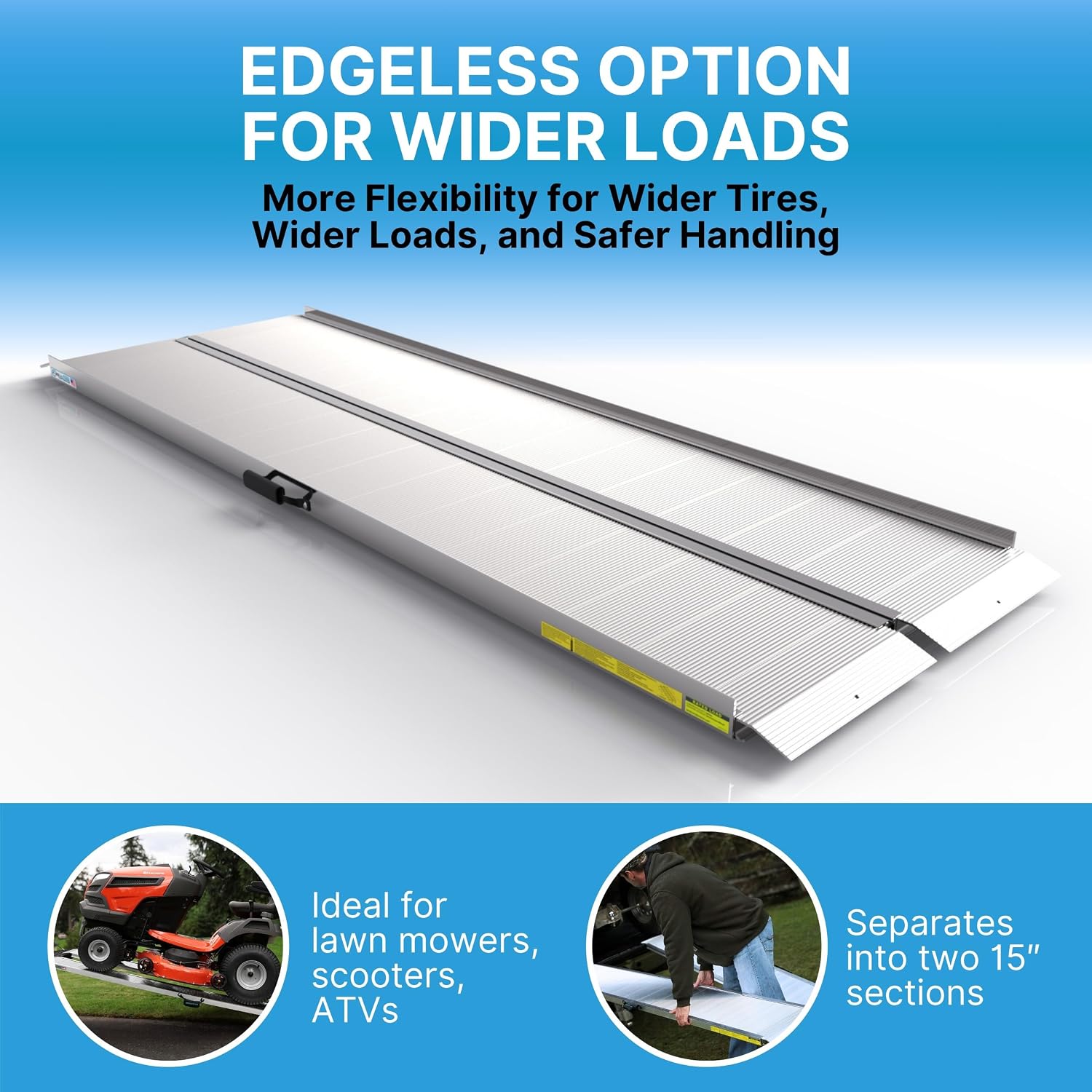 EZ-ACCESS TRAVERSE Aluminum Singlefold Folding Ramp, Portable Loading Ramps for Wheelchairs, Motorcycles, Lawn Tractors & ATVs, Heavy Duty Aluminum Folding Ramps with Carrying Handles (Silver, 4 Foot)