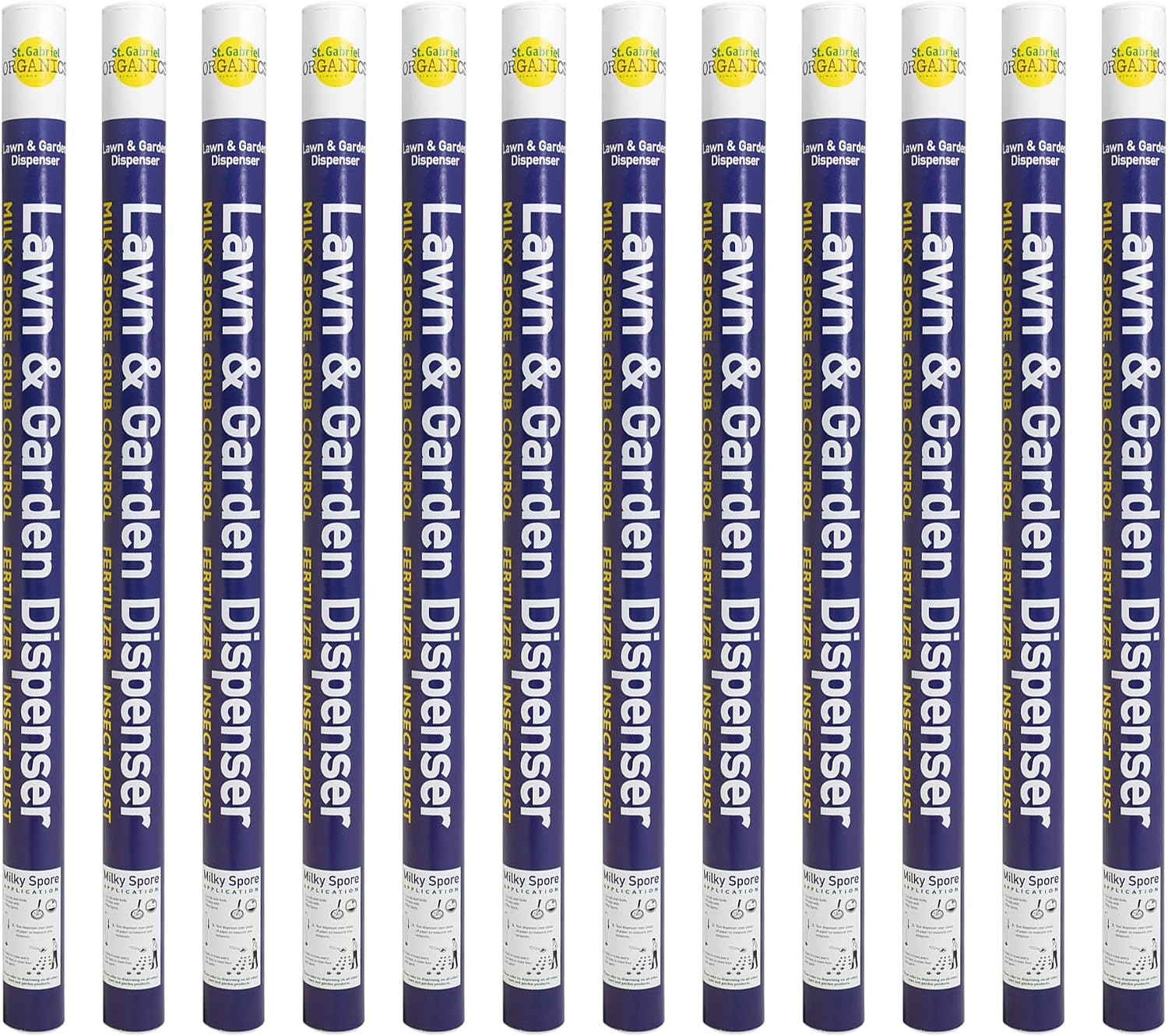 St. Gabriel Organics Lawn & Garden Dispenser, 32" (12 Pack) | Adjustable and Reusable 3-Setting Tube Dispenser, for Applying Powdered Milky Spore and Other Fine Granules and Powders