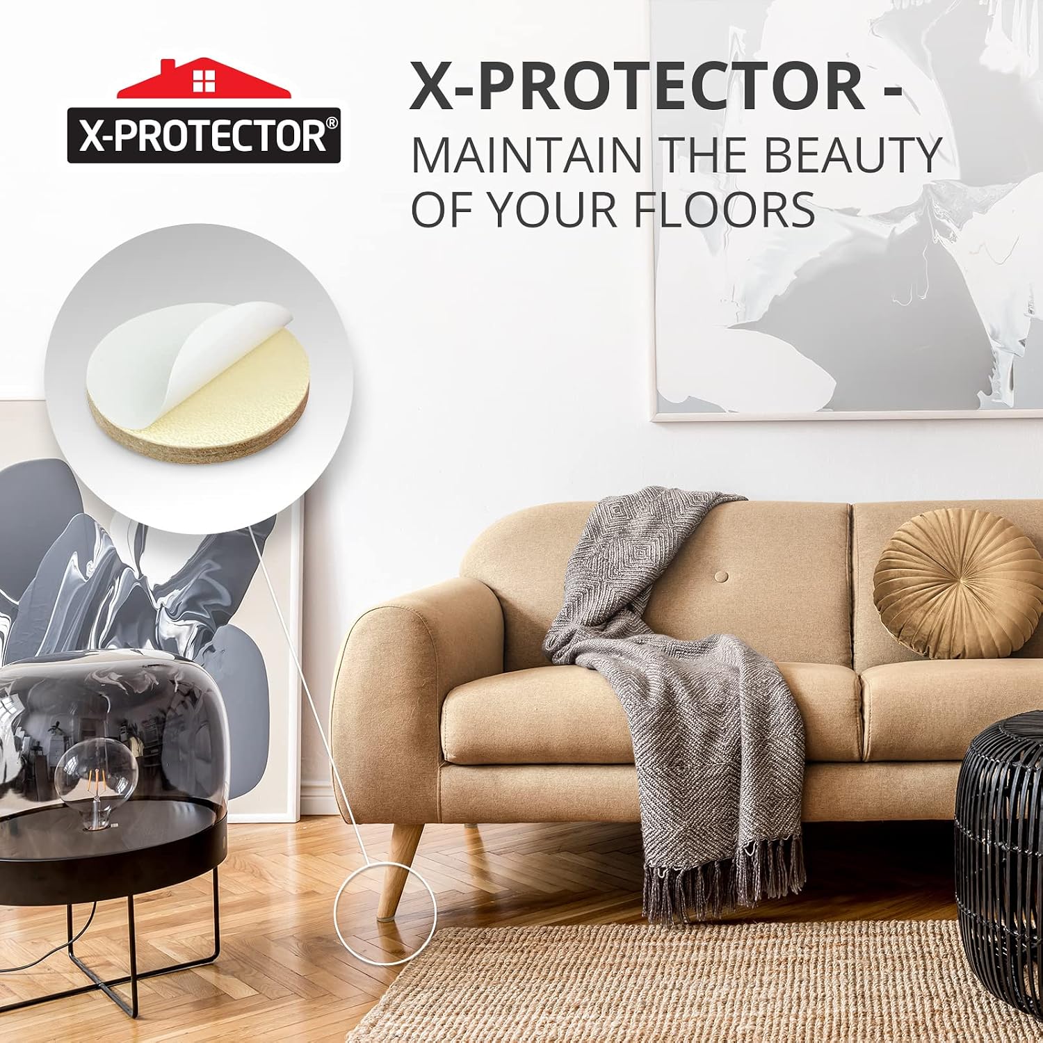 16 Heavy-Duty Felt Furniture Pads 2” 1/4” Thick X-Protector Round Felt Pads | for Furniture Feet - The Best Felt Floor Protectors for Furniture to Prevent Scratches. Protect Your Hard Floor! (Brown)