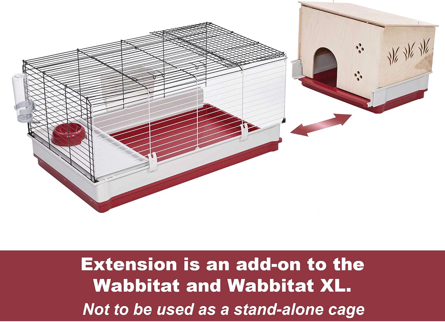 MidWest Homes for Pets 158 Wabbitat Deluxe Rabbit Home, Rabbit Cage, 39.5 L x 23.75 W x 19.75 H Inch, Maroon/White