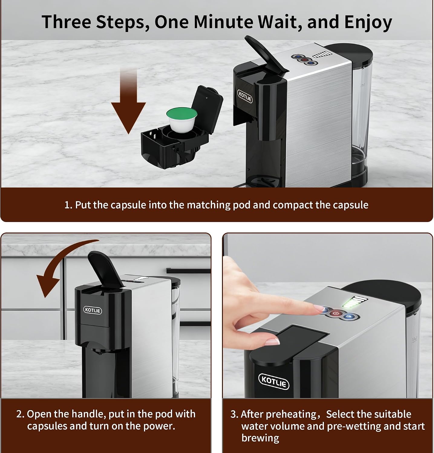 5 in 1 Single Serve Coffee Maker for K-Cup Pods, Nespresso Original, Dolce Gusto, ESE 44mm and Ground Coffee