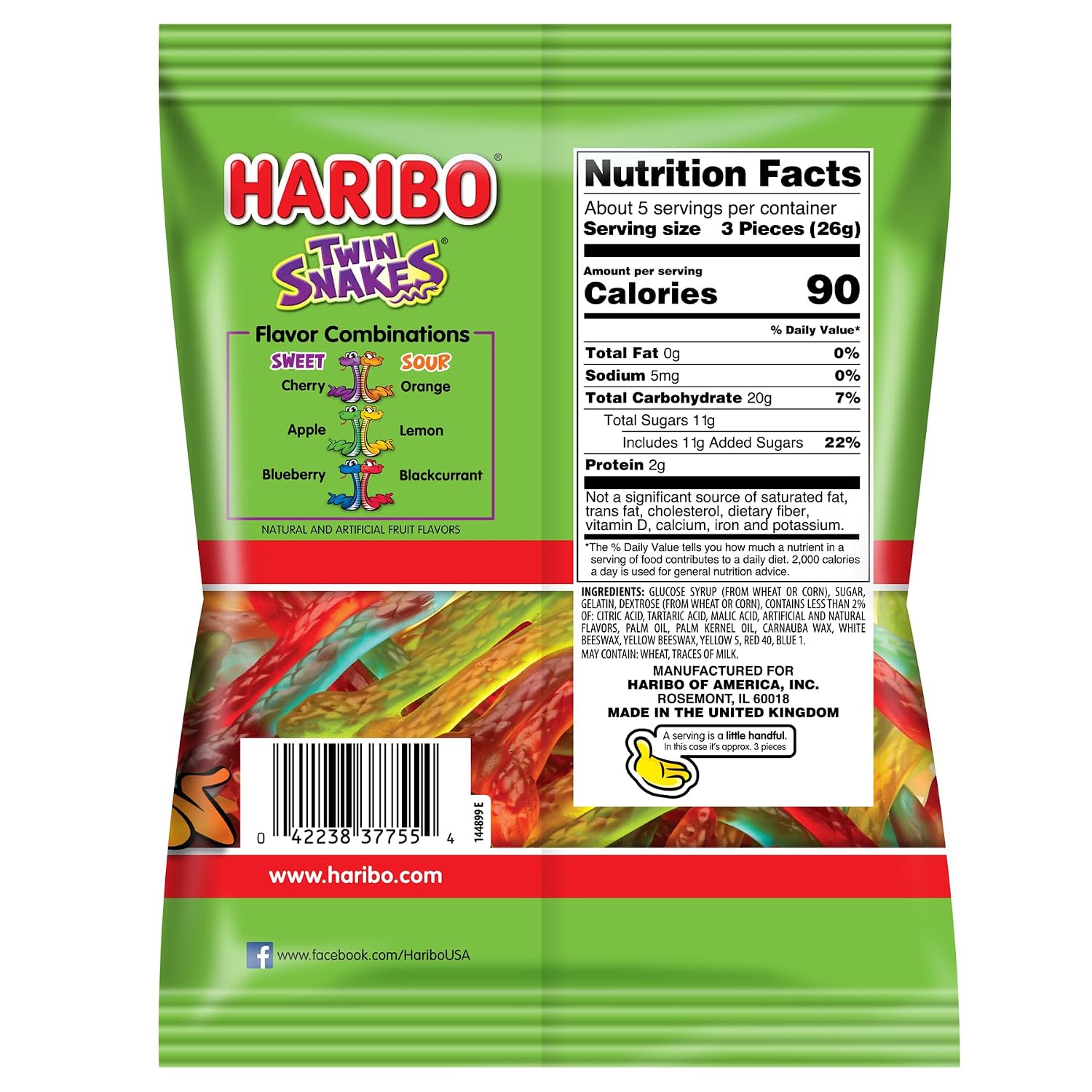 Haribo Gummi Candy, Happy Cherries, 5 Ounce