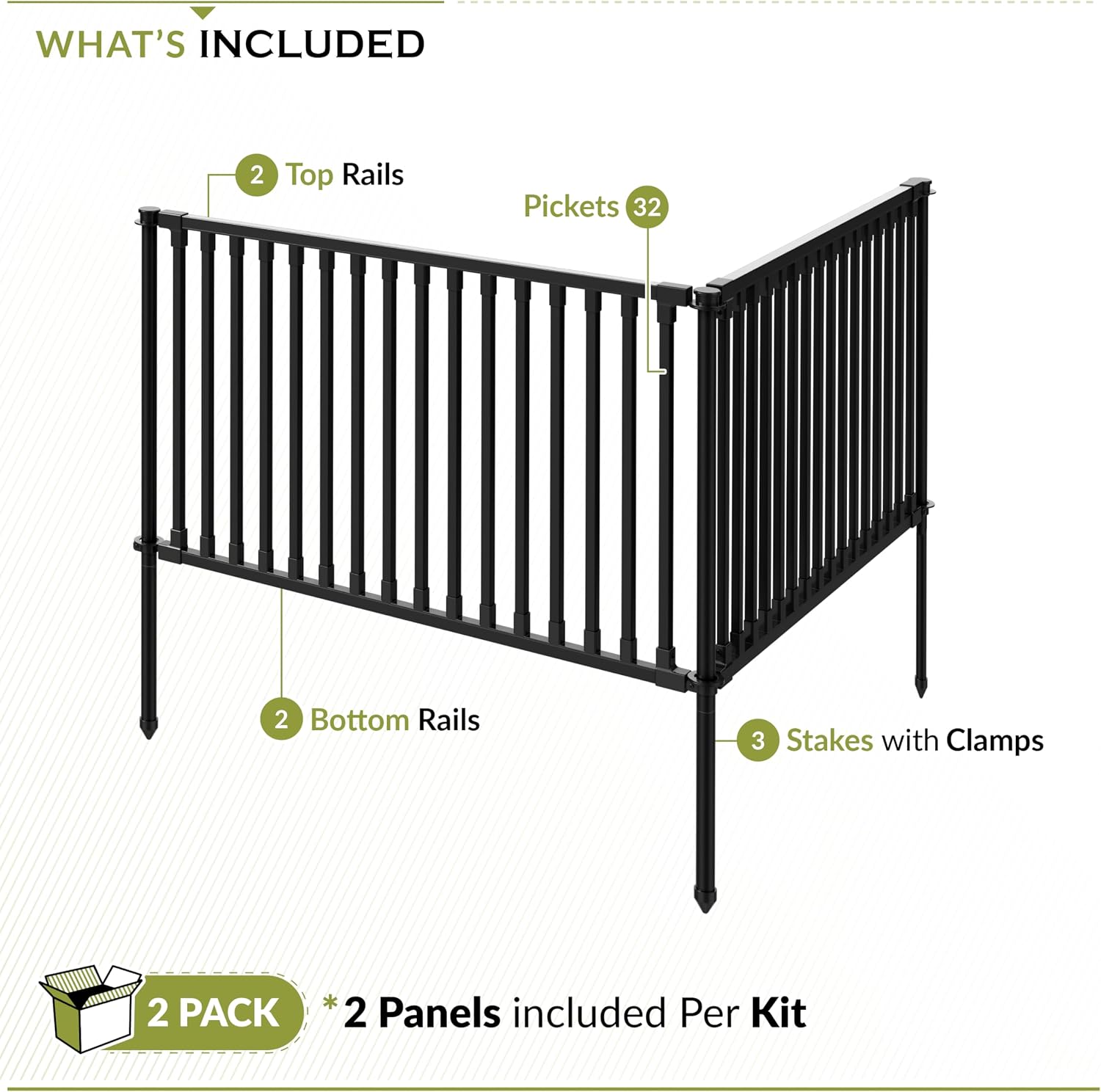 Zippity Madison Picket Fence Panels, White Vinyl DIY No Dig Kit | 2.5ftH x 2.3ftW, White, 2 Panels, Garden Border or Yard Enclosure, ZP19001